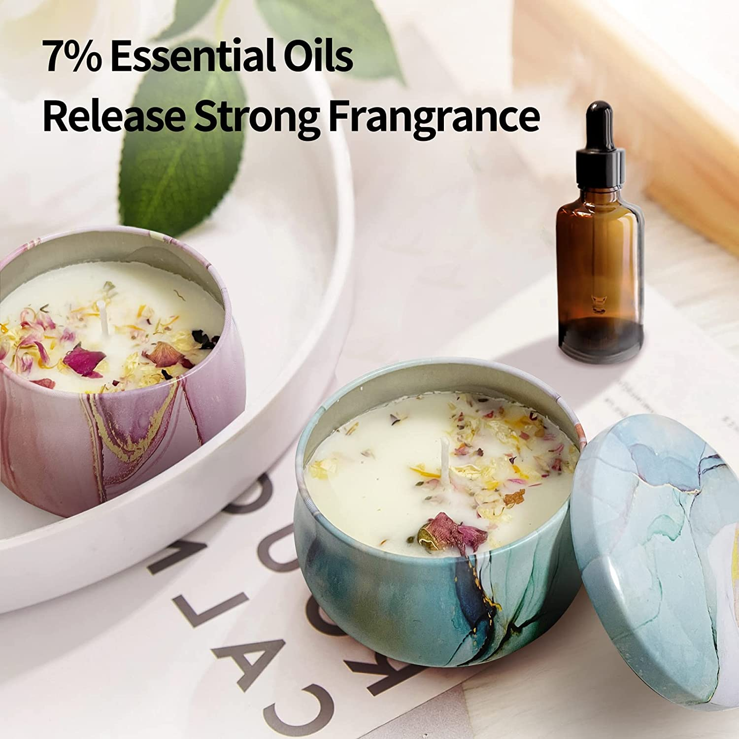 NUFECARG Scented Candles Gifts Set for Women, 120G Soy Wax Portable Travel & Home Tin Jar Candles, Strong Fragrance Aromatherapy Candles with Essential Oils for Bath, Yoga, Pack of 4 image number 1