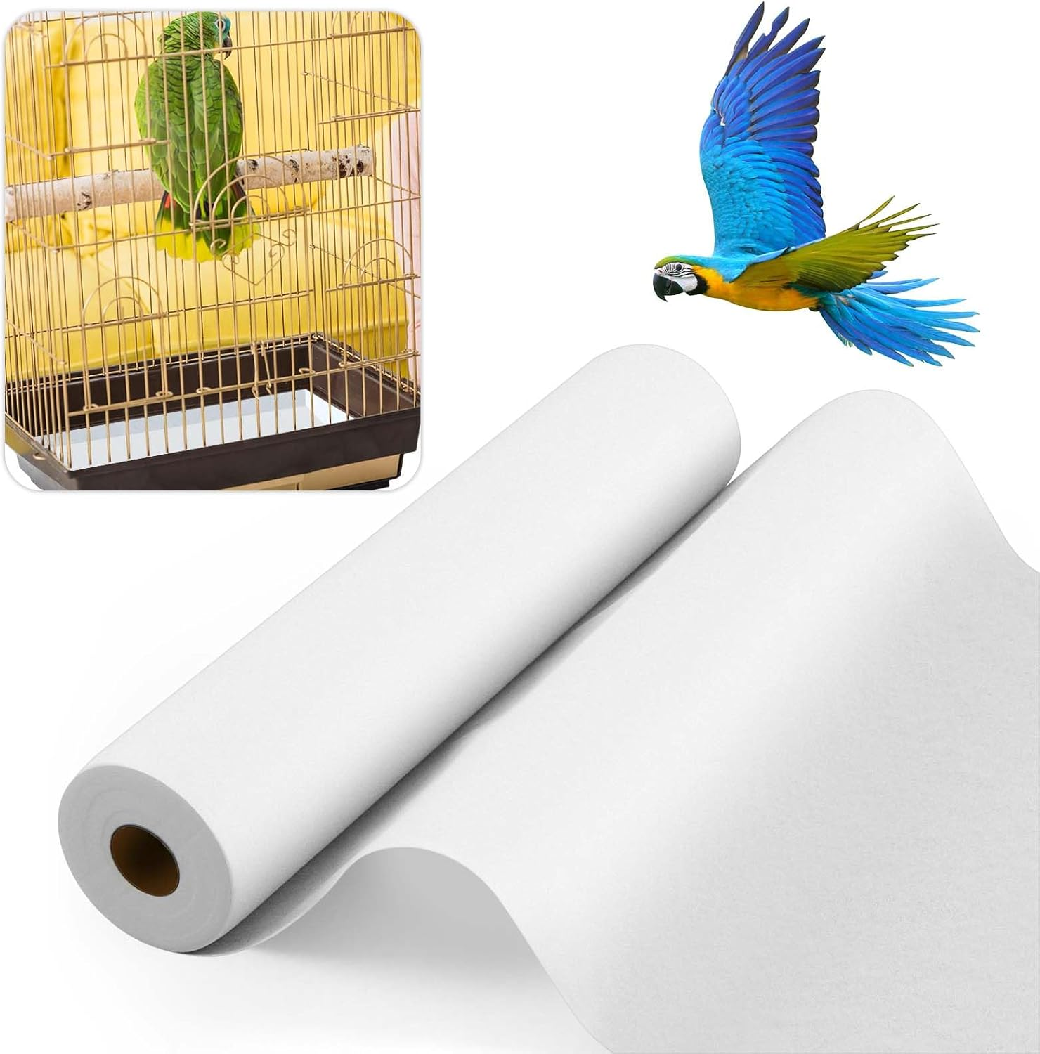 Drydiet 100 Ft X 22 Inch Bird Cage Liner Disposable Cages Cushion Pad Mat Precut Absorbent Bird Cage Paper Large Parakeet Cage Liners Accessories for Pet Animal Bird Parrot (White) image number 6