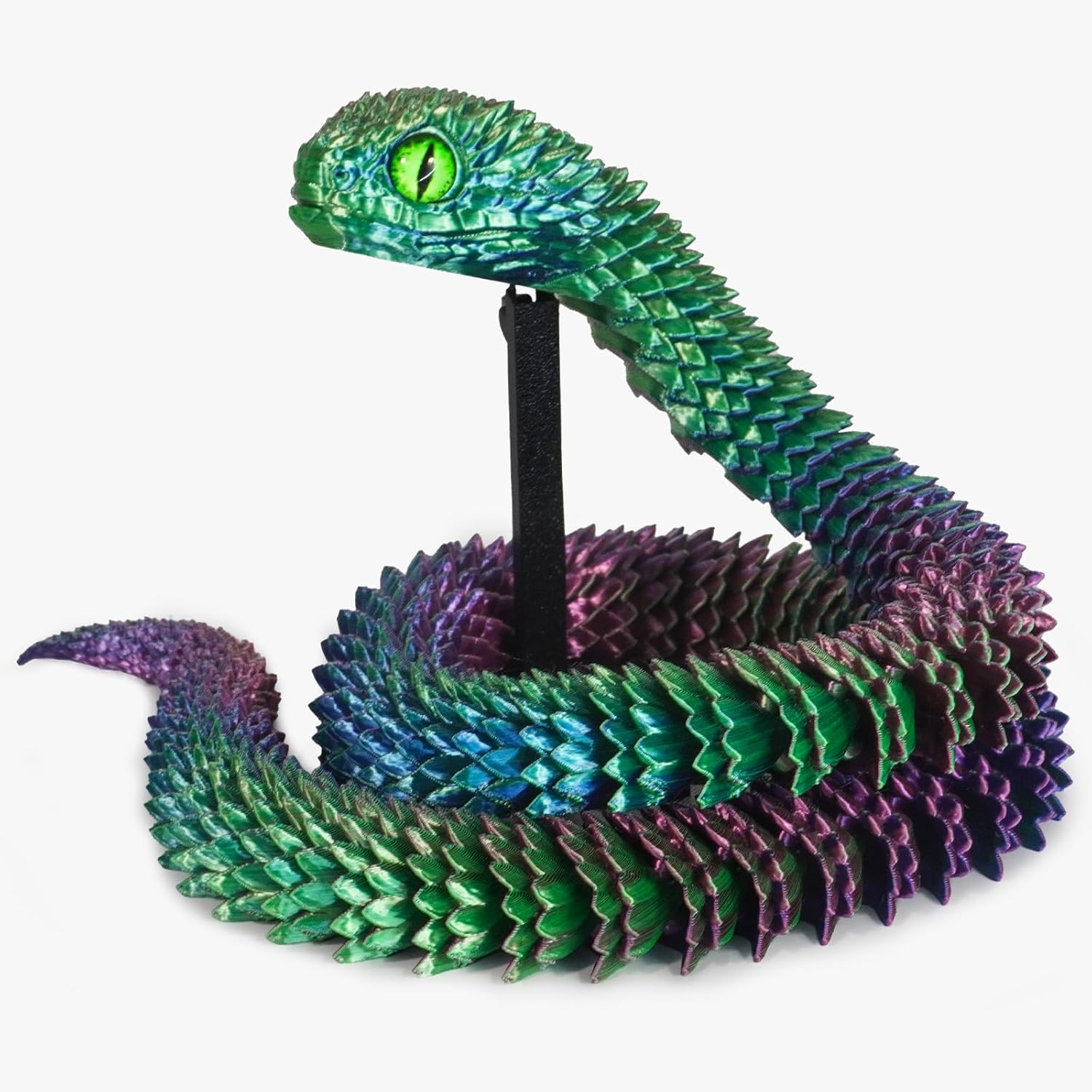 3D Printed Articulated Snake &ndash; 29.5'' Crystal-Like Movable Snake&ndash; Realistic Slithering Design, Collectible Articulated Model (Blue Green Yellow) image number 2