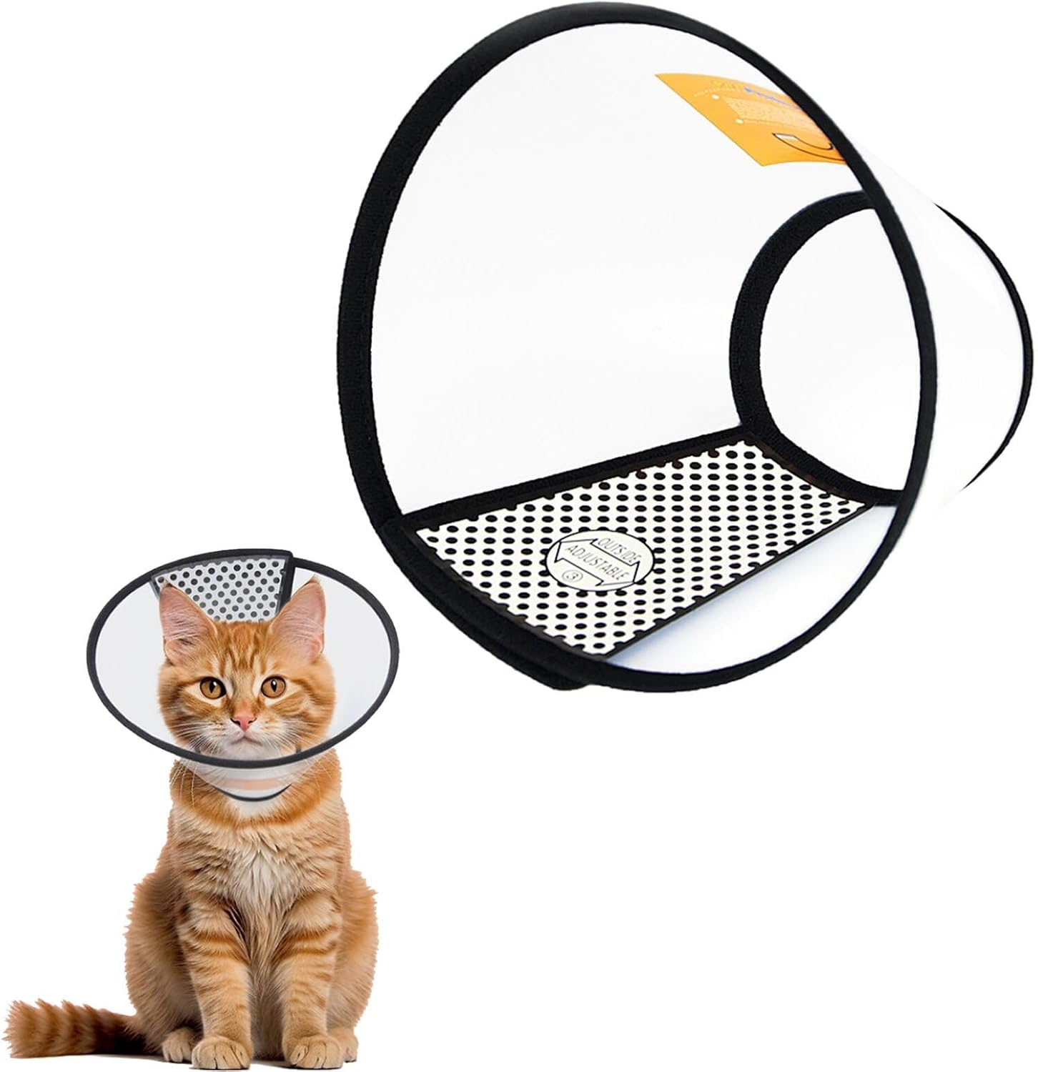 DAJING Cat Cone - Lightweight Plastic Elizabethan Collar for Cats, Mini Dogs, and Rabbits | Prevent Licking and Biting | Soft and Comfortable | Suitable for Recovery and Grooming (M, Black) image number 5