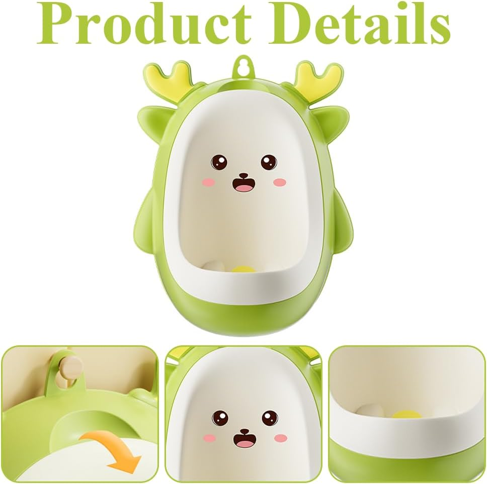 Training Urinal,Cute Dinosaur Urinary Device,Cartoon Design,Wall-Mounted Urinal Pool,Easy Stress Free to Sensual Training Urinoir,Send Hooks, Brushes and Duck Tap Extenders image number 3