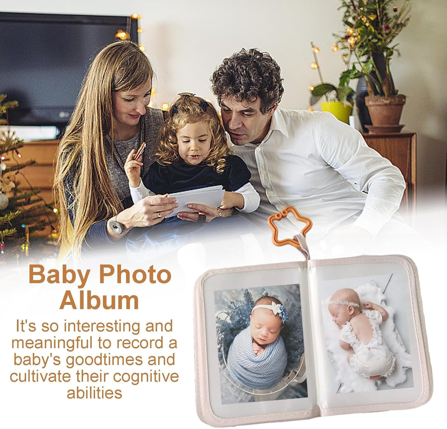 Baby Photo Book | Soft Photo Albums in Bear Design,Multifunctional Portable Picture Book, Picture Album with Star Hook for Stroller and Home Use