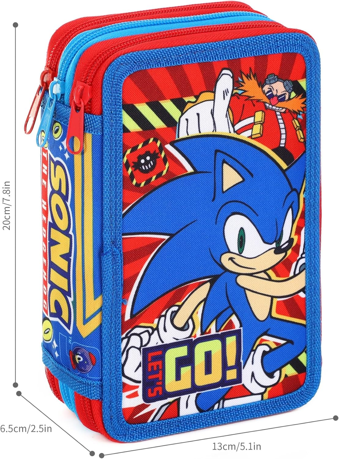 Sonic Filled Pencil Case Full Stationery School Supplies Set for Kids 3 Tier with Pens, Pencils & Markers Sonic the Hedgehog Boys Character Theme Set
