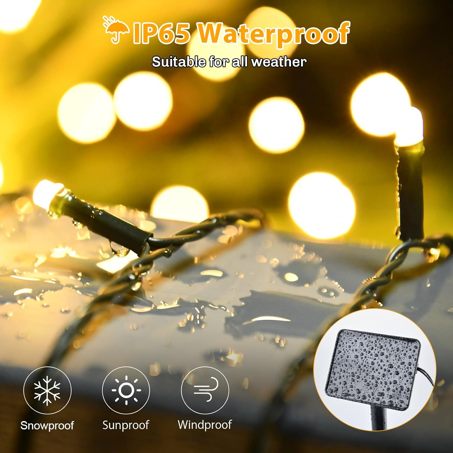 Isisyu Solar Fairy Lights Outdoor 12 M 120 LED Fairy Lights Outdoor Solar 8 Modes IP65 Waterproof Warm White Solar Fairy Lights Outdoor Weatherproof for Balcony, Garden, Weddings, Patio, Christmas