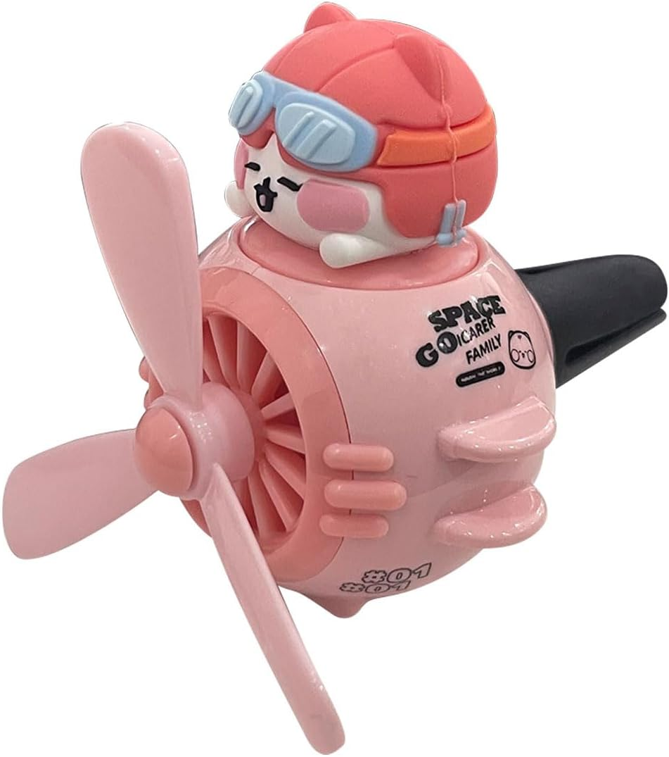 Cute Pilot Rabbit Car Air Fresheners, Car Diffuser Air Condition Vent Clip, Rotating Propeller Automotive Air Outlet Fan Creative Perfume Accessories for Car Interior Decoration
