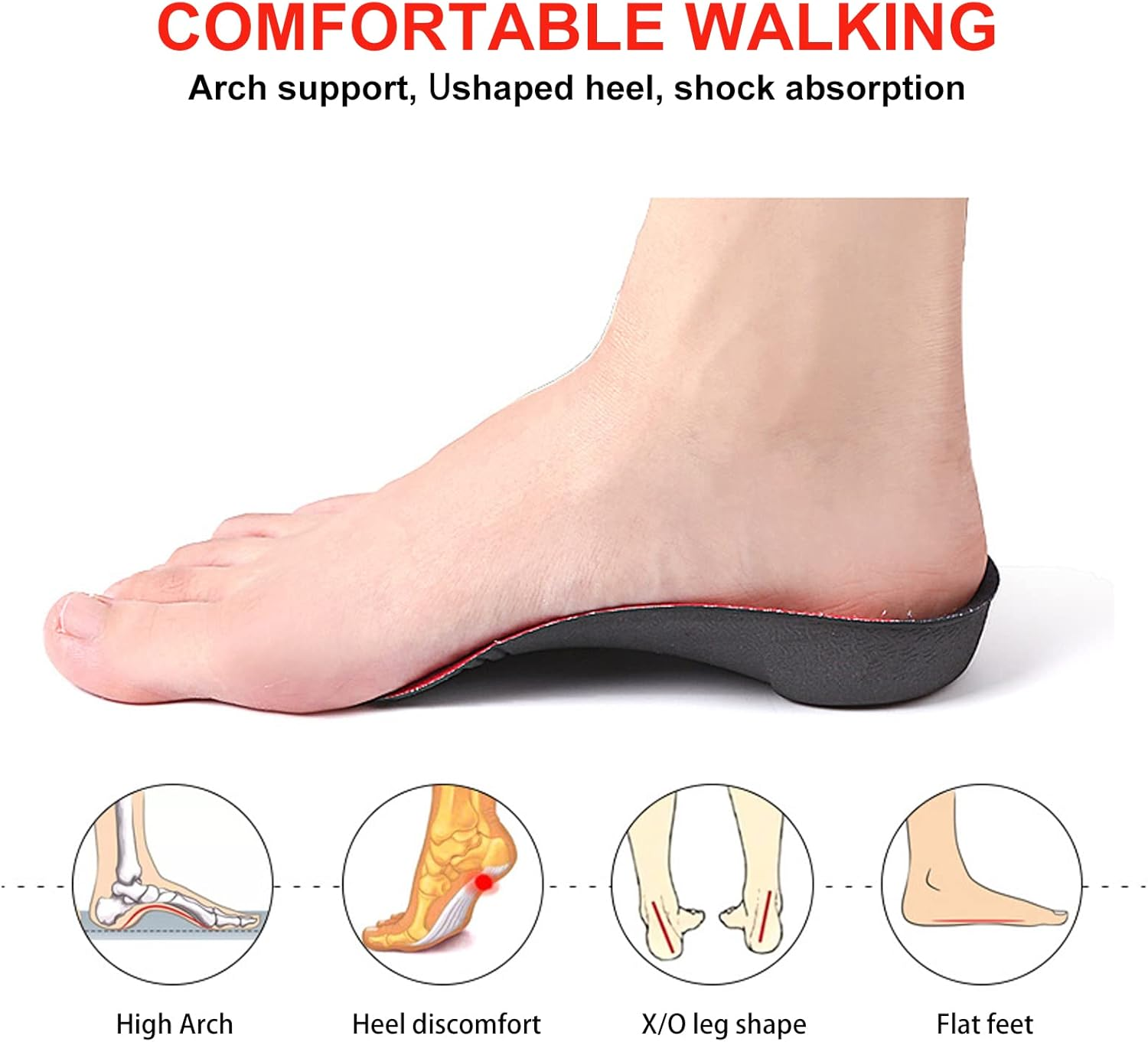 Plantar Fasciitis Orthotic Shoe Insoles - High Arch Support Inserts for Dispersal Heel Pressure and Pain Relief, Designed for Plantar Fasciitis Relief Say for Men and Women (L（43-46）) image number 4