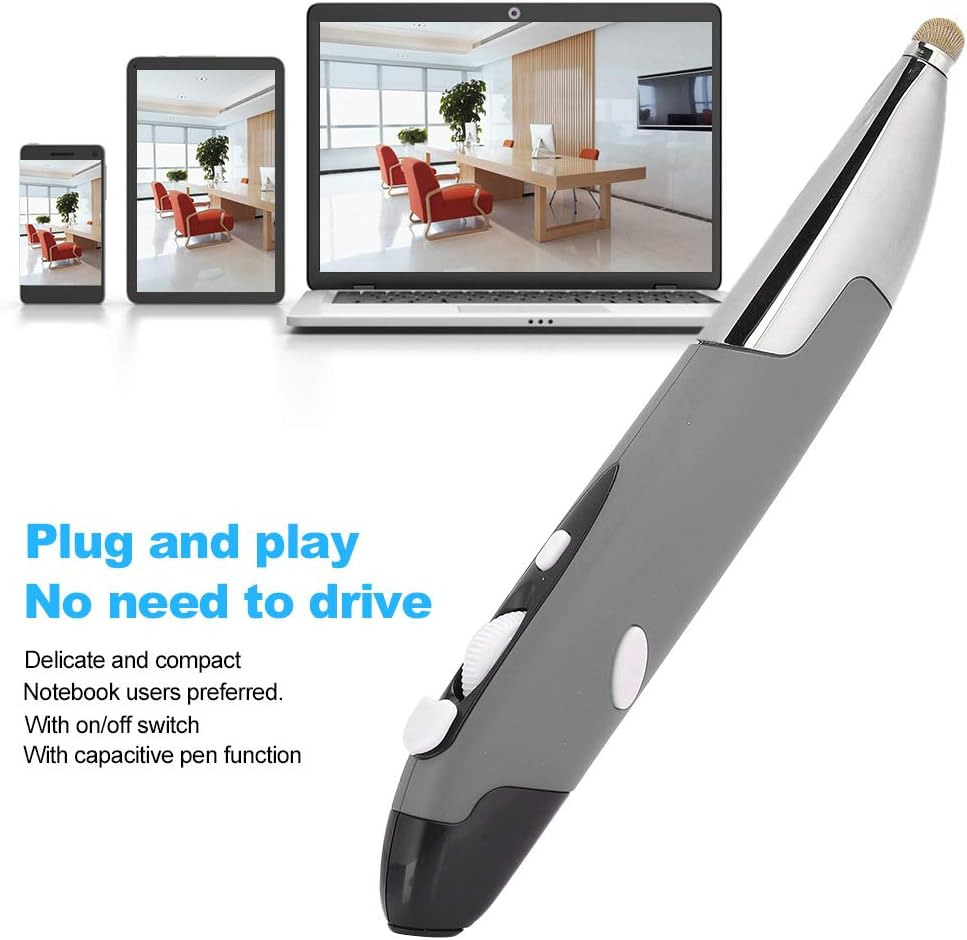 Wireless Optical Pocket Rechargeable Pen Mouse, Wireless Pocket Pen Mouse, Adjustable 800/1200/1600 DPI 4 Buttons USB Optical PC Laptops Tablets Smartphones Intelligent TV Pen Mouse image number 2
