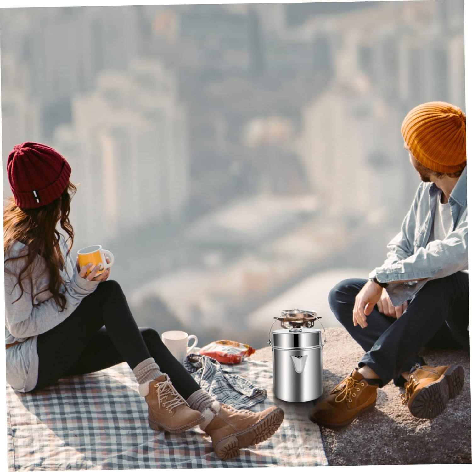 Foldable Handle Pot Stainless Steel Outdoor Kitchen Gear for Camping Hiking Picnic image number 5