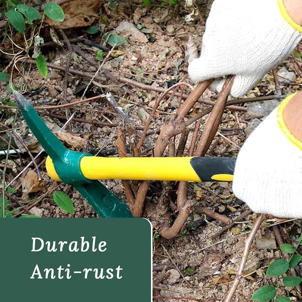 GUDAJIN 2 Pieces Solid Pickaxe, Forged Garden Pick, Weeding Pickaxe with Heavy Duty Rubber Handle for Weeding, Digging, Loosening Soil, Gardening, Camping or Prospecting image number 2