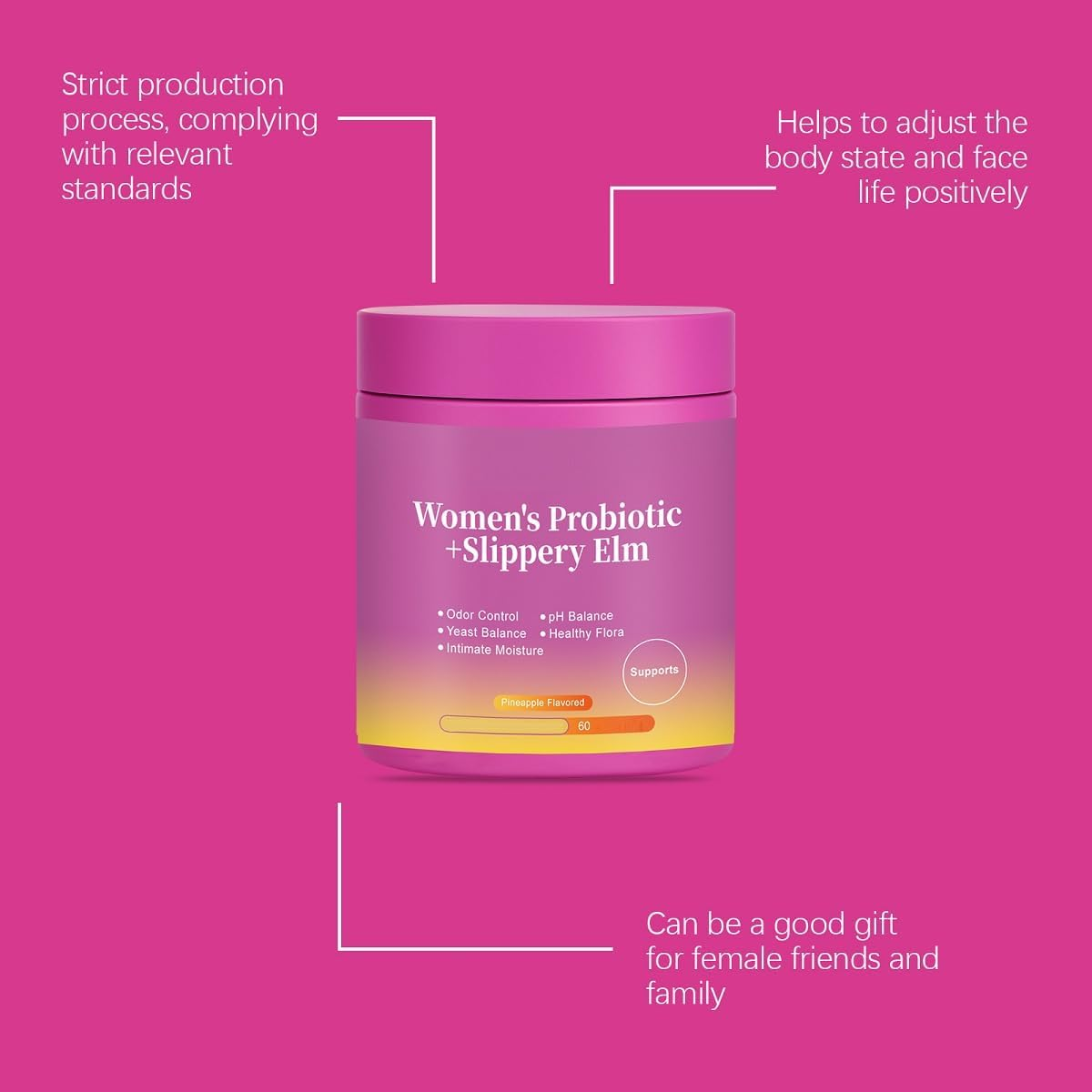 Feminine Probiotic -Supports Freshness & Ph Balance│Pineapple Flavor │ Suitablefor Daily Use by Women│60 Count,1Pcs image number 6