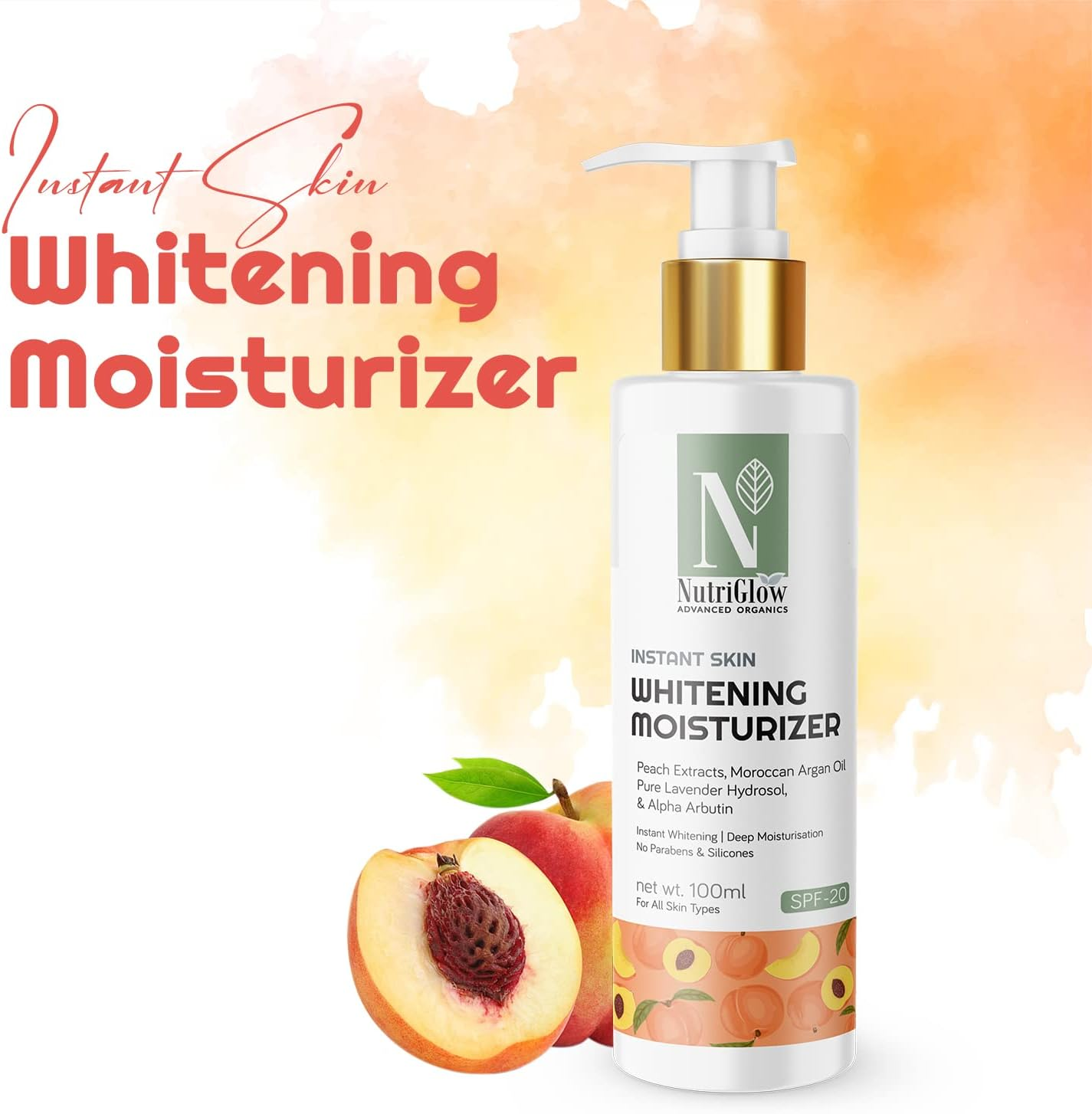 Nutriglow Advanced Organics Moisturizer SPF 20 with Pure Lavender Oil for Deep Moisturization, All Skin Types, 100Ml image number 1