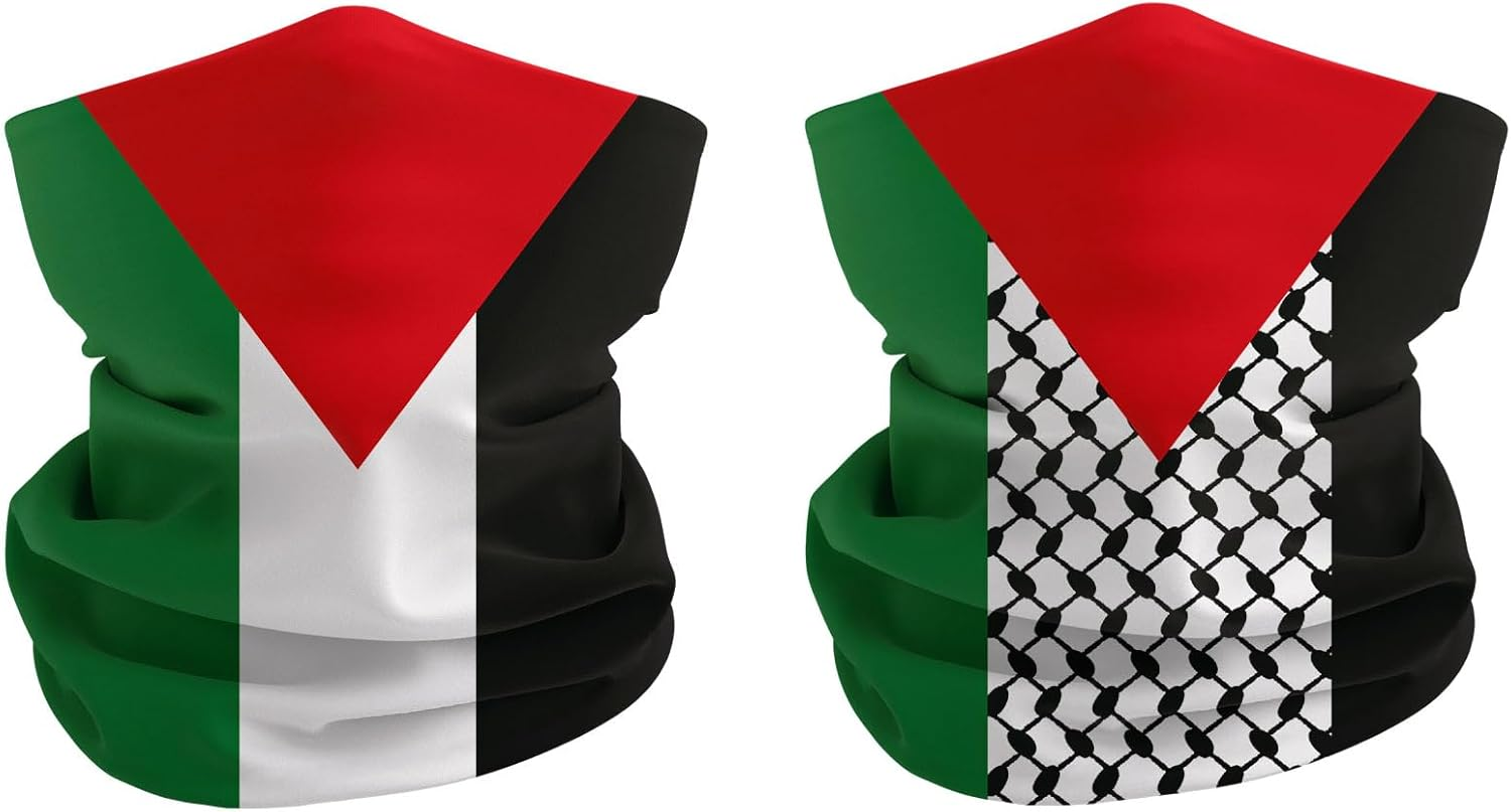 2Pcs Palestine Flag Bandana Scarf Face Mask Cover,Palestine Elastic Multifunctional Headband Gaiter,Neck Gaiter Balaclava Face Mask for Men Women image number 4