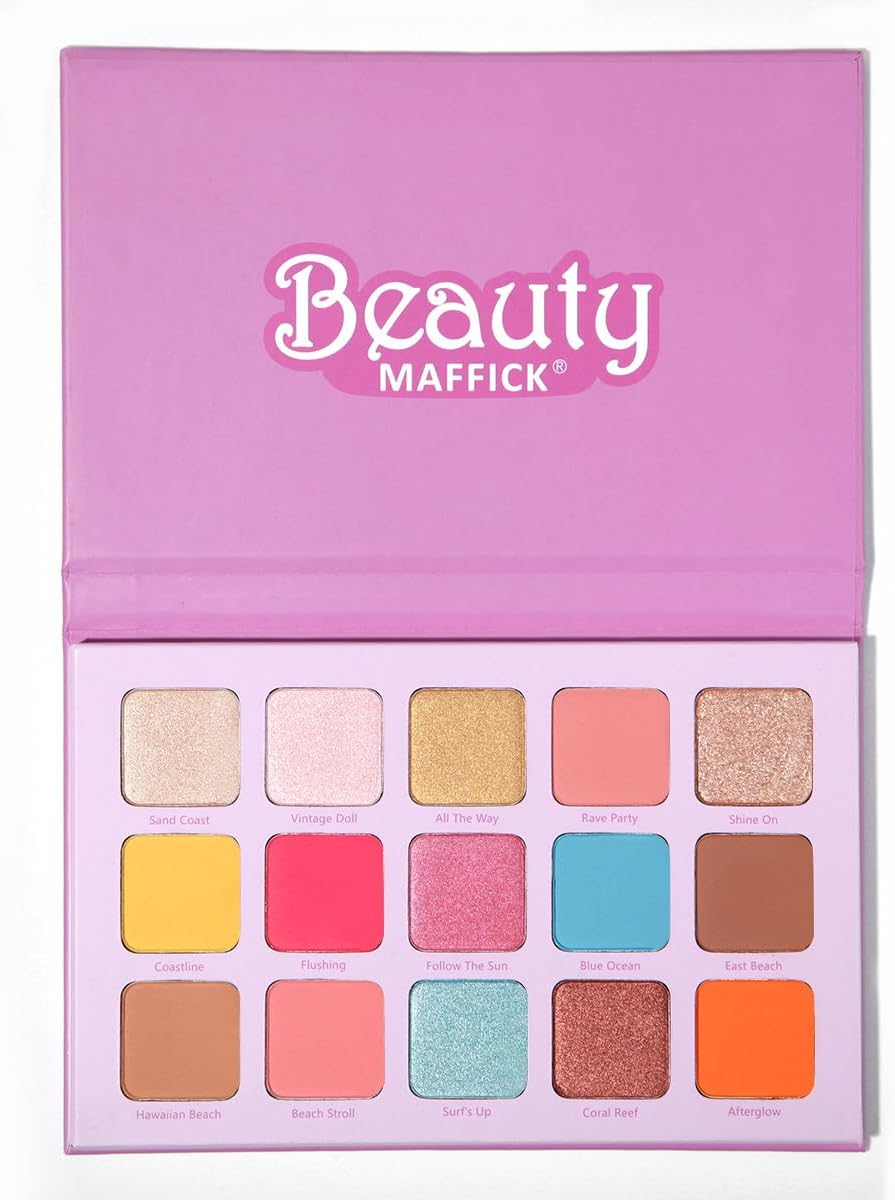 MAFFICK 15-Color Eyeshadow Palette- Matte & Shimmery Eyeshadow for High-Definition Eye Makeup: Waterproof, Sweat Resistant, & Long-Lasting (01)
