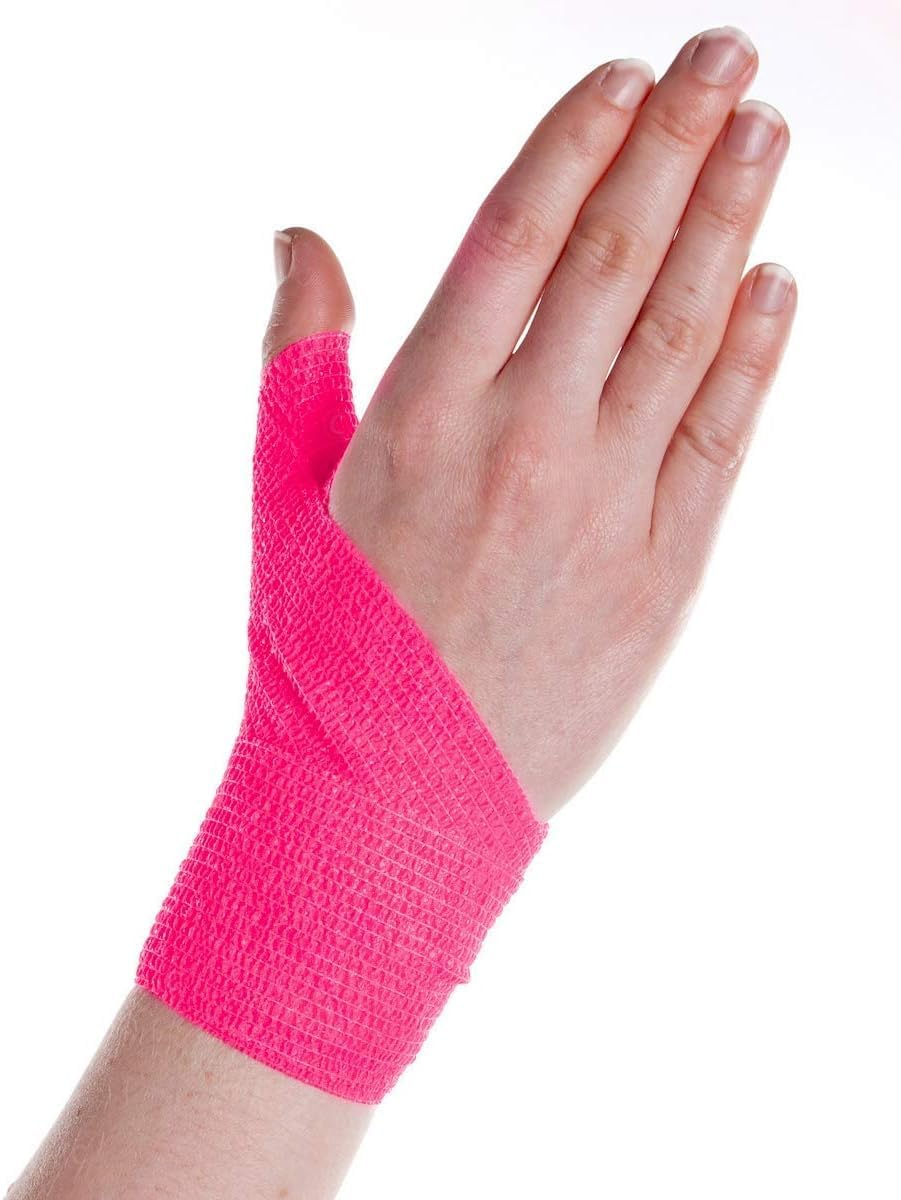 Risen Cohesive Bandage, 2" X 5 Yards, 6 Rolls, Self Adherent, Breathable, Ideal for Ankle Sprains, Sports, Human, Animal - Red image number 6