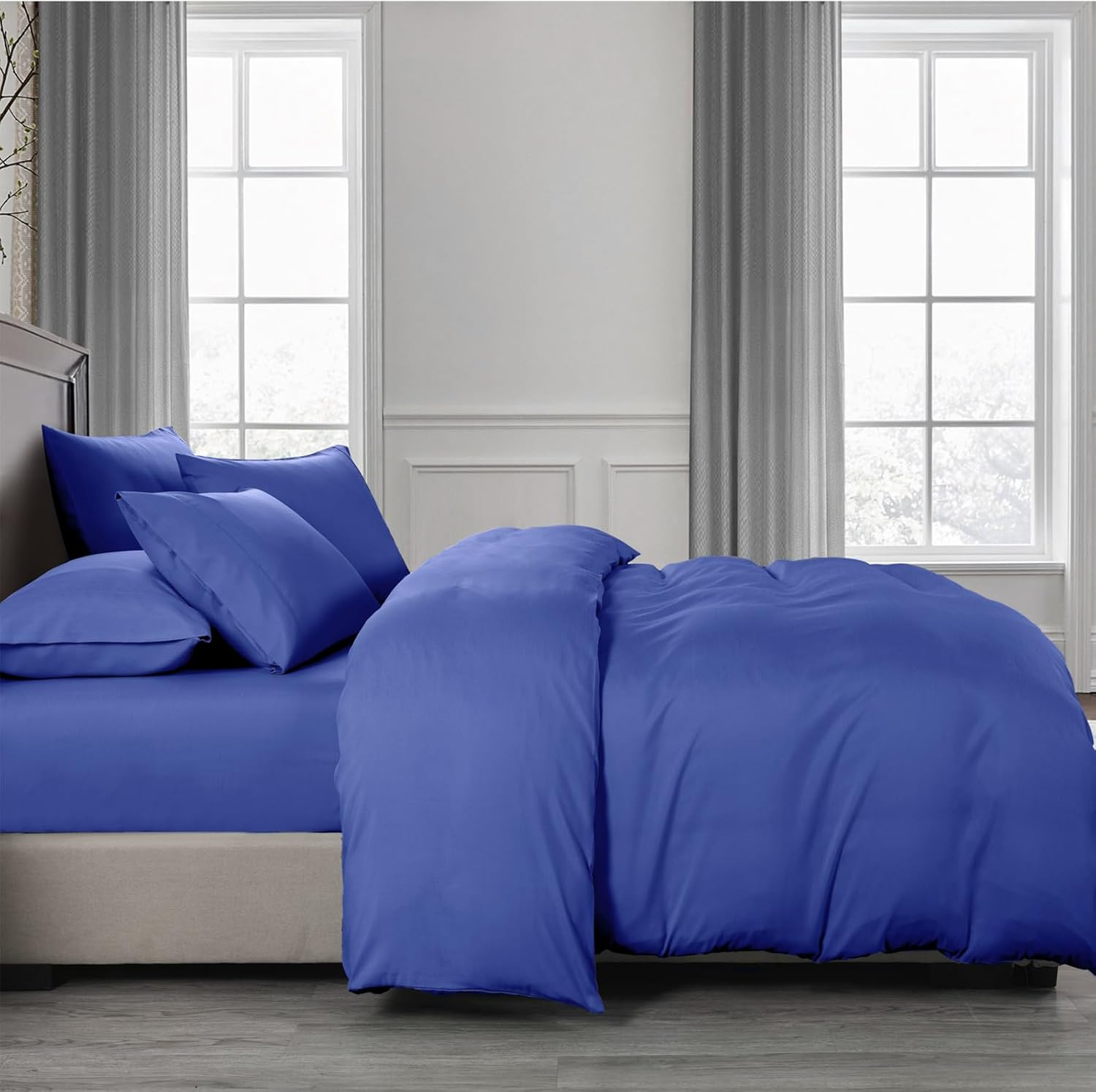 Royal Comfort Quilt Cover Set 2000TC Bamboo Cooling Breathable Luxury, 1 X Quilt Cover, 2 X Pillowcases (3 Pcs, Double, Royal Blue) image number 5