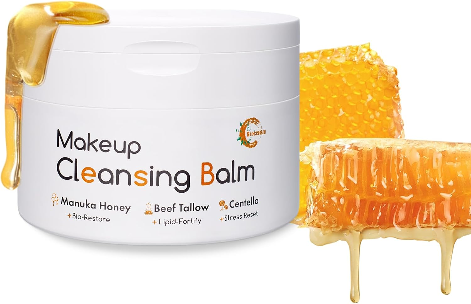 Grocerism Manuka Honey & Centella Asiatica Makeup Remover Balm, Soothing Cleansing Balm with Beef Tallow for Dry, Sensitive Skin, Deep Cleanse & Moisturize, 3.53 Oz Organic Skincare image number 2