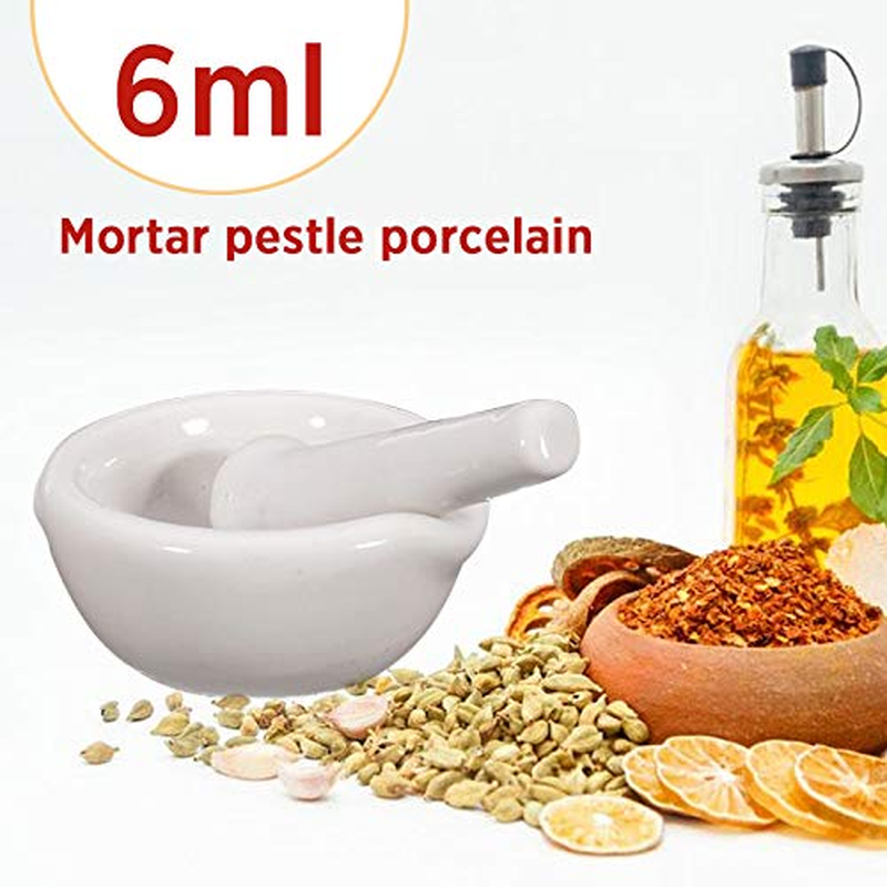 6Ml Porcelain Pepper Mill Mortar Pestle Pugging Pot Garlic Spice Grinder Pharmacy Herbs Bowl Mill Crusher DIY Kitchen Gadget image number 1