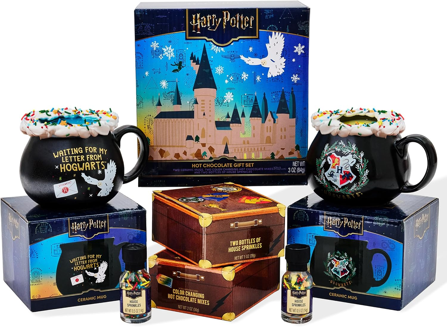 HARRY POTTER Hot Chocolate Mug Gift Set, Officially Licensed, Gift Set Includes 2 Cauldron Mugs, 2 Color Changing Hot Cocoa Mixes and 2 House Sprinkles image number 2