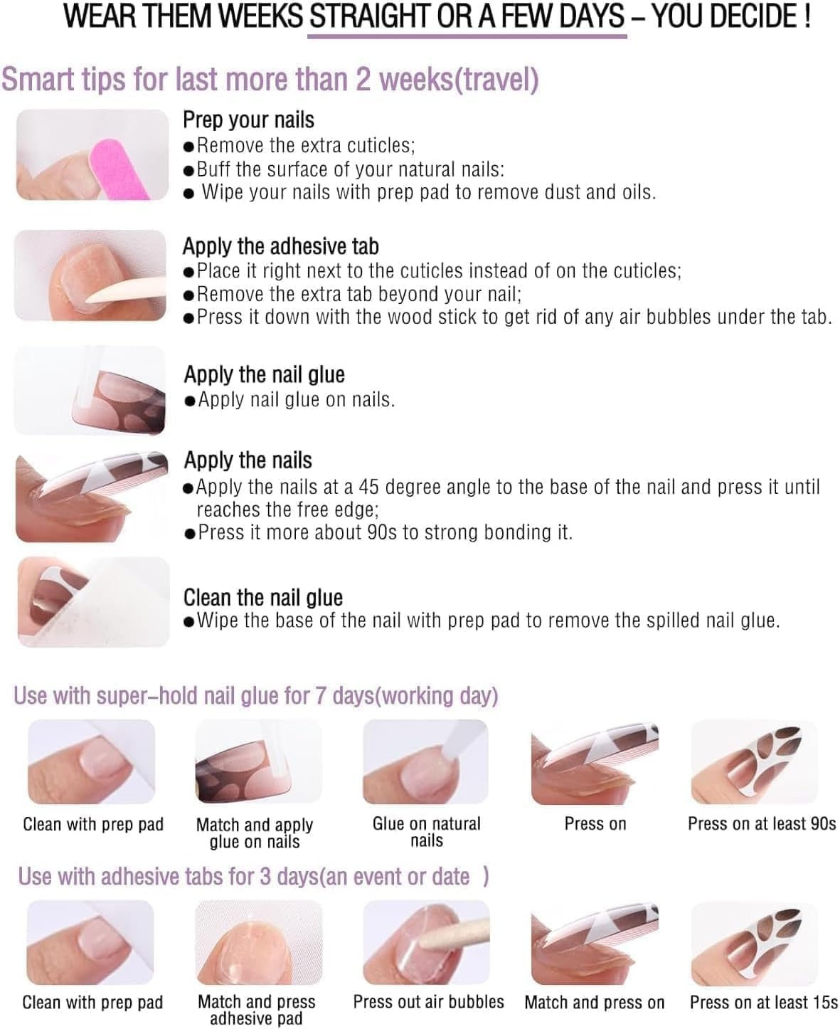 LYMCY Press on Nails French, Leopard Print 3D Irregular French Fake Nails, Artificial Nails for Women and Girls -24 Pcs image number 4