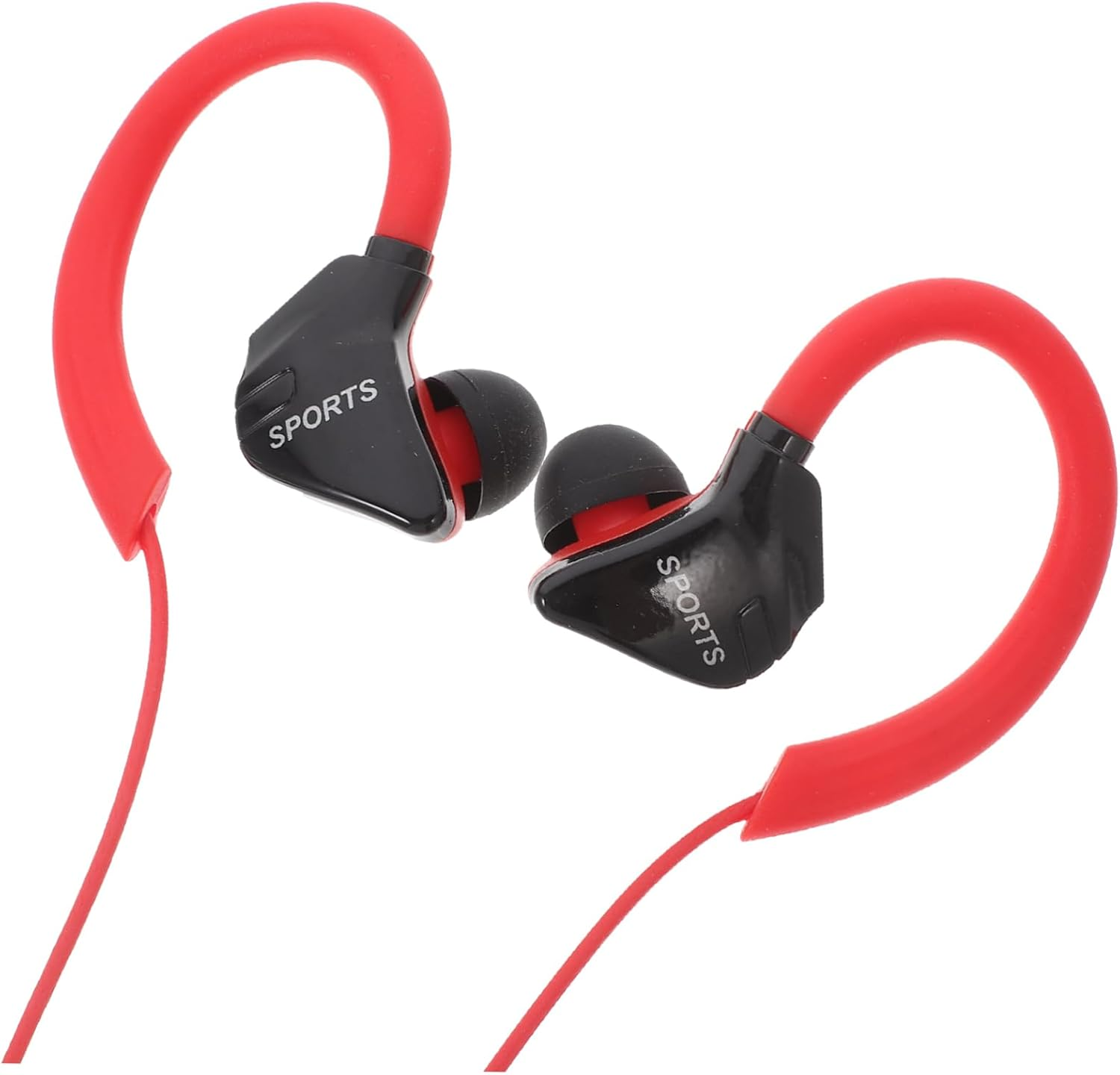 NUOBESTY Wired Ear Hook Headphones Earphones with Mic for Sports Running Fitness Red Wired In-Ear Headset Compatible with 3.5Mm Devices