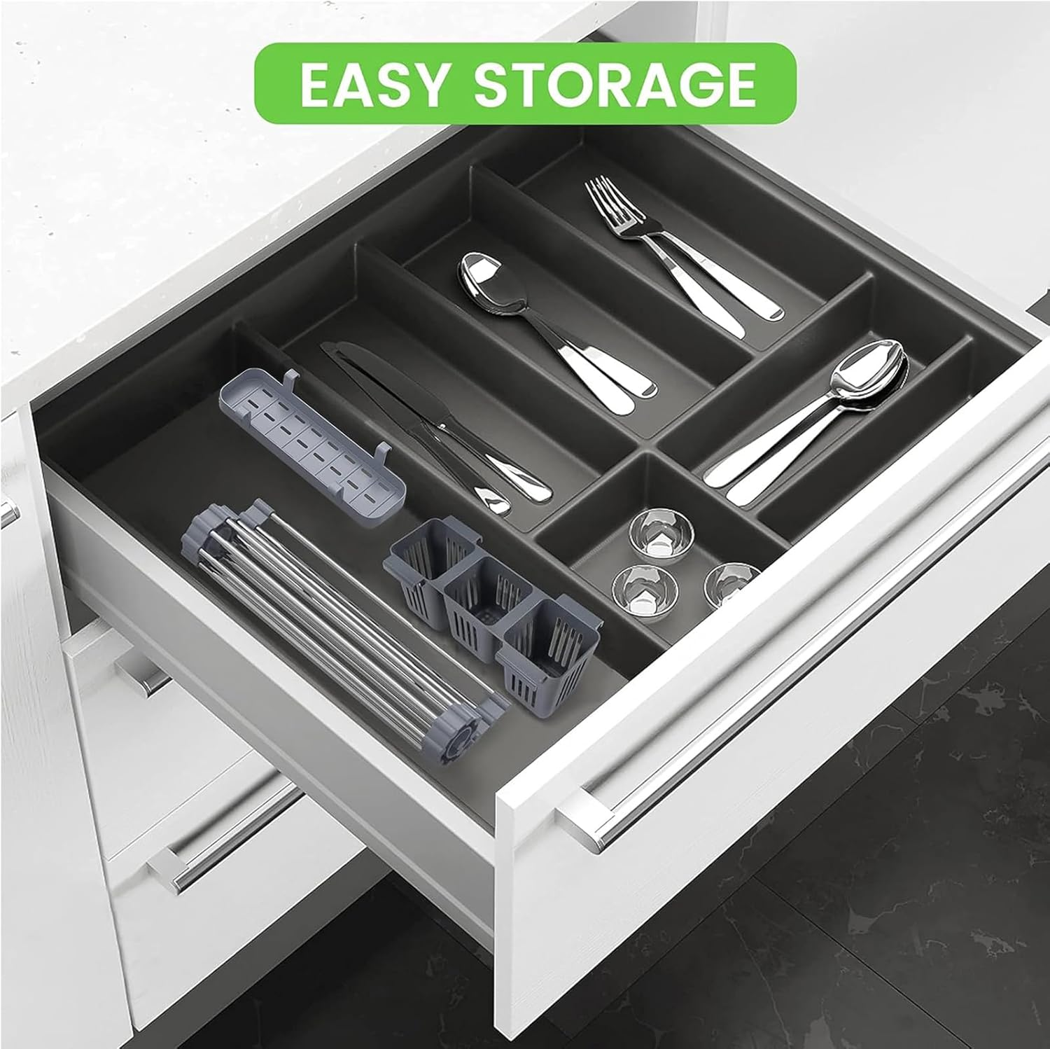 Dish Drying Rack, over the Sink Dish Drainer - Foldable, Anti-Slip & Anti-Rust - 32 * 58CM image number 5