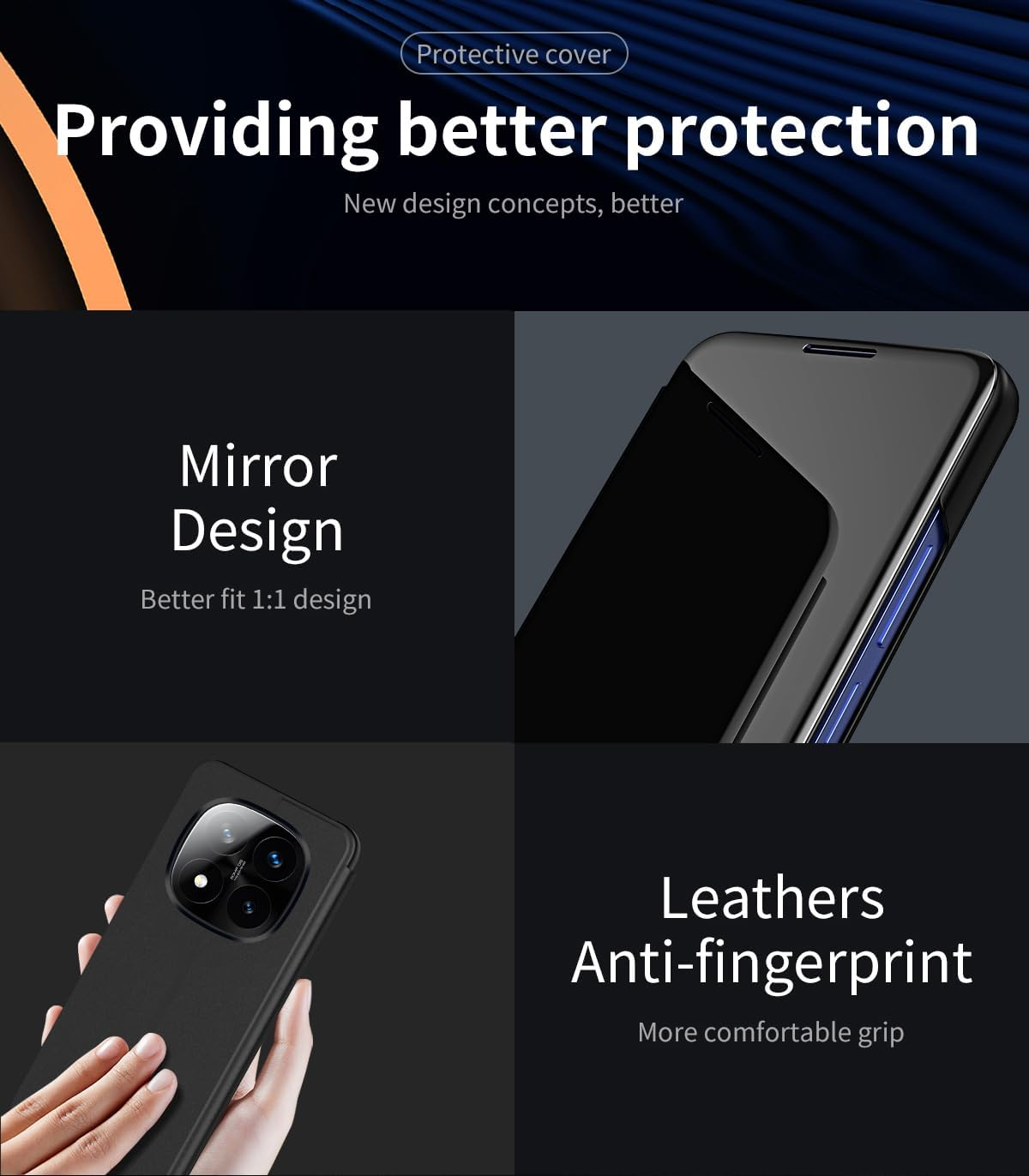 SIYOPINPFY Case for Redmi Note 14 Pro+ 5G Case, Deluxe Glitter Plated Mirror Makeup Shell Cover 360 Full Body Shockproof Protection with Clear View Phone Case for Redmi Note 14 Pro+ 5G, Mirror Blue image number 3