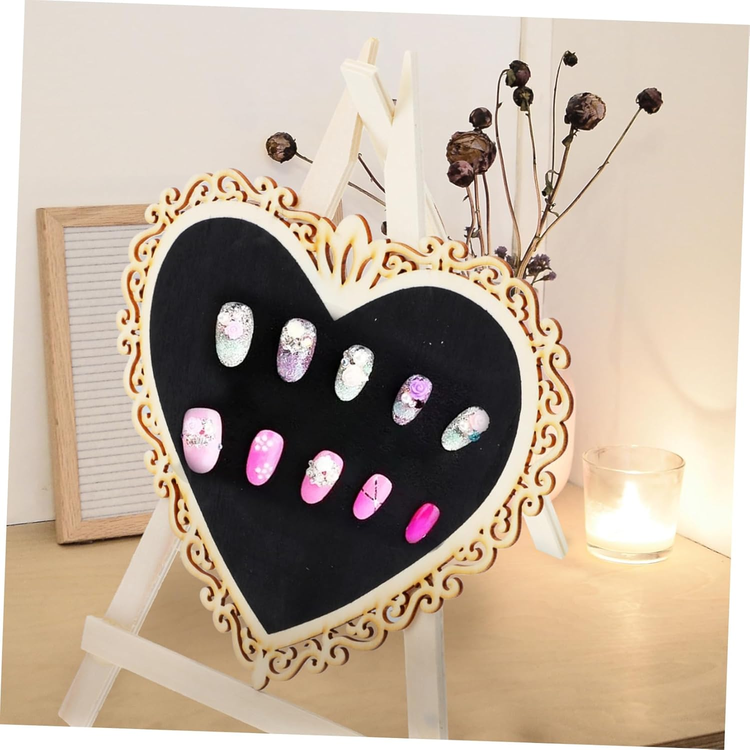 Baluue Wooden Nail Art Display Stand Manicure Showing Tool Nail Salon Display Rack image number 2