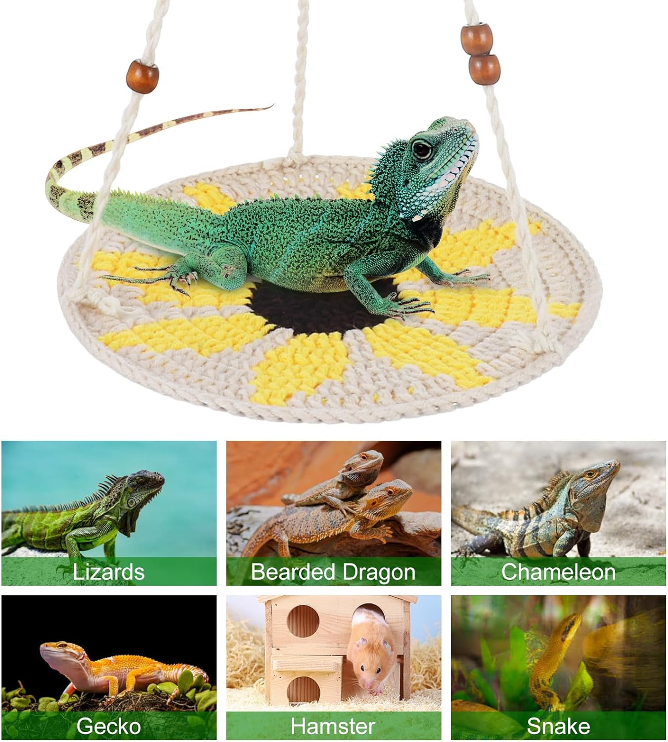 Jspupifip Reptile Hammock,Bearded Dragon Accessories for Habitat Leopard Gecko Tank Accessories Small Lizard Cage Bed Hanging Hammock Pet Platform Carrier for Chameleon Birds Rats Gecko Iguana image number 4