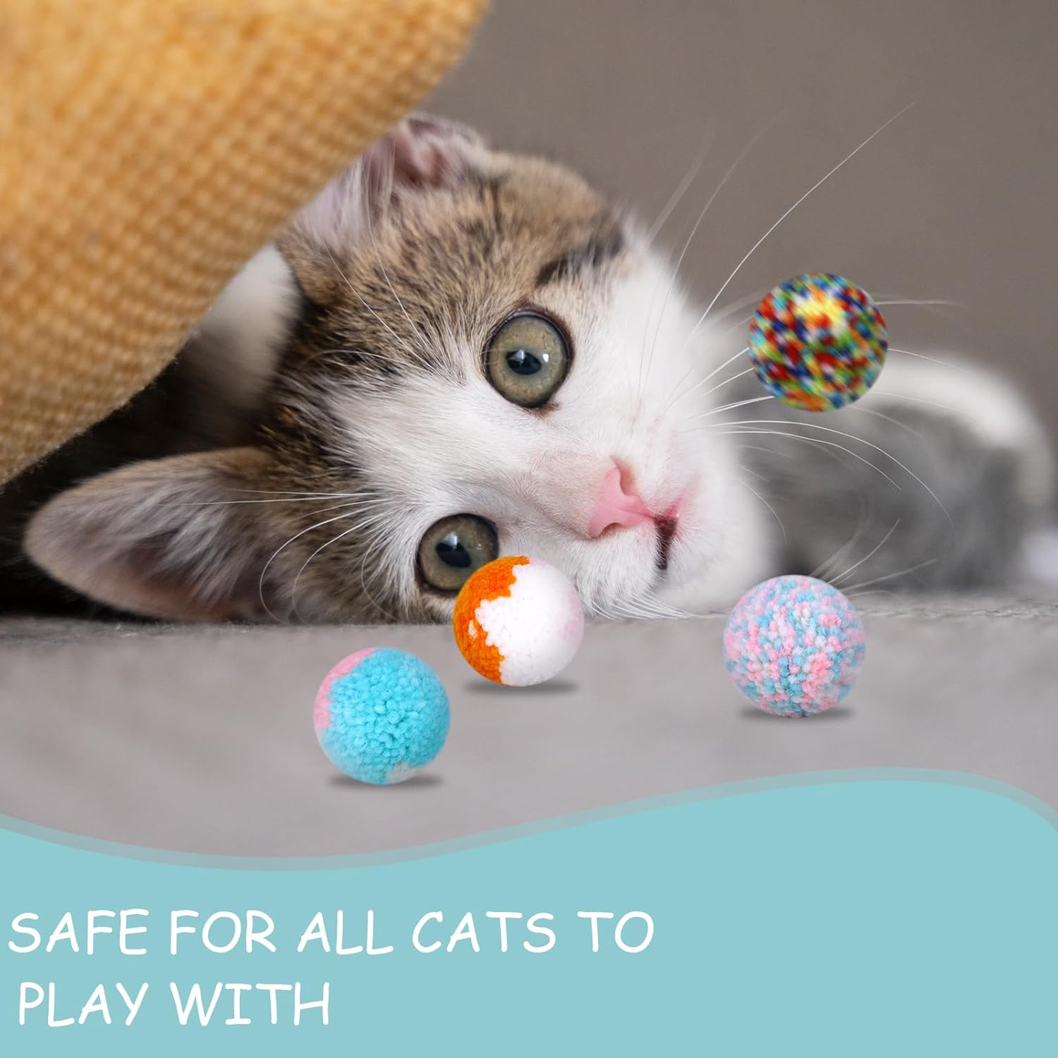 Hariendny 8 Pcs Colorful Cat Pom Pom Ball Toys Assorted Color Cat Ball Toys 2-Inch Cats Interactive Plush Toy Ball Woolen Yarn Cat Balls Kitten Chasing Balls Soft Plush Cat Ball for Cats Kitten image number 2