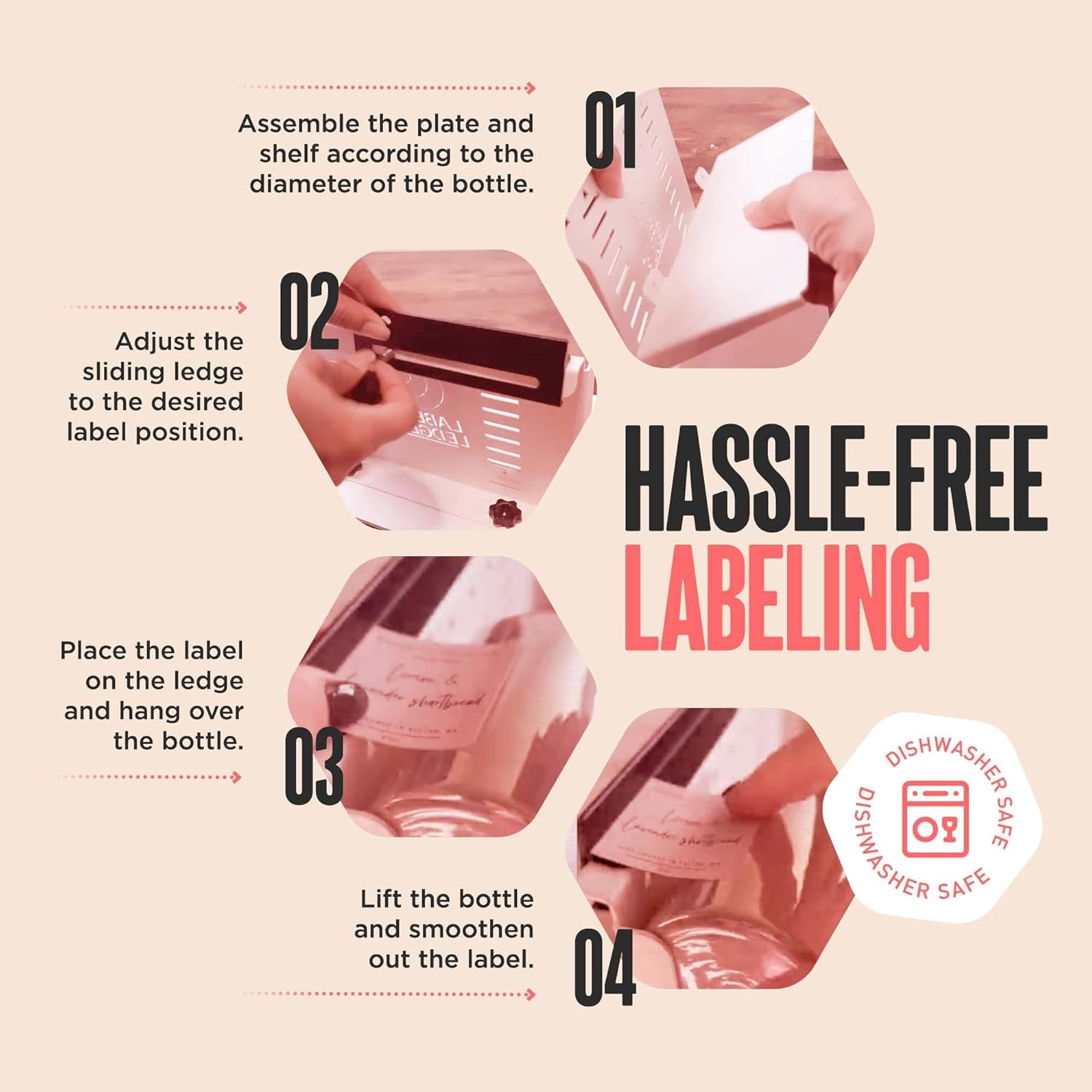 Label Ledge - Precise Label Applicator Bottle & Jar-Labeling Must-Have, Manual Labeling Machine for Bottle Labels Made by Label Makers, for Straight-Sided Vessels for Wine/Beer, Beauty Products & More image number 3