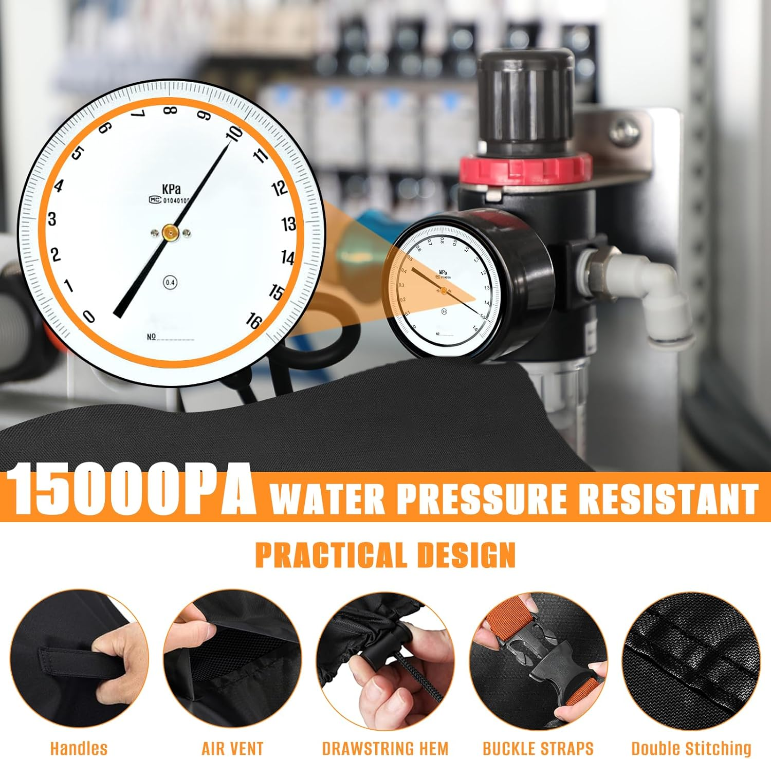 Kovshuiwe Garden Furniture Covers,90X90X90Cm Patio Furniture Cover Waterproof, Table Covers 420D Heavy Duty Oxford Fabric Rattan Furniture Cover Windproof Anti-Uv for Patio, Outdoor image number 2