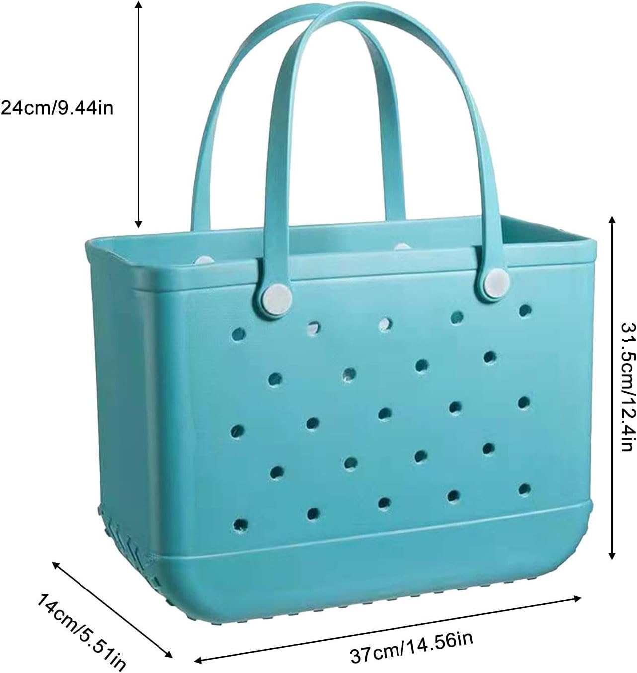 Large Beach Tote | Waterproof Washable Rubber Tote Bag with Holes | Stylish Women Hand Bag for Beach Pool Gym Sports Shopping image number 3