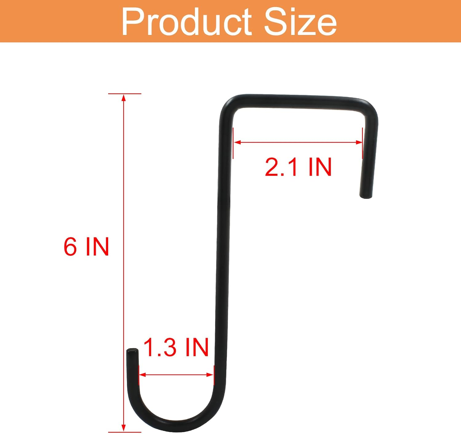 Hitefu 6PCS Vinyl Fence Hooks, 2 X 6 Inches Patio Hooks, Black Powder Coated Steel Hangers for Hanging Bird Feeder, Plants, Lights, Planters, Pool Equipment image number 5