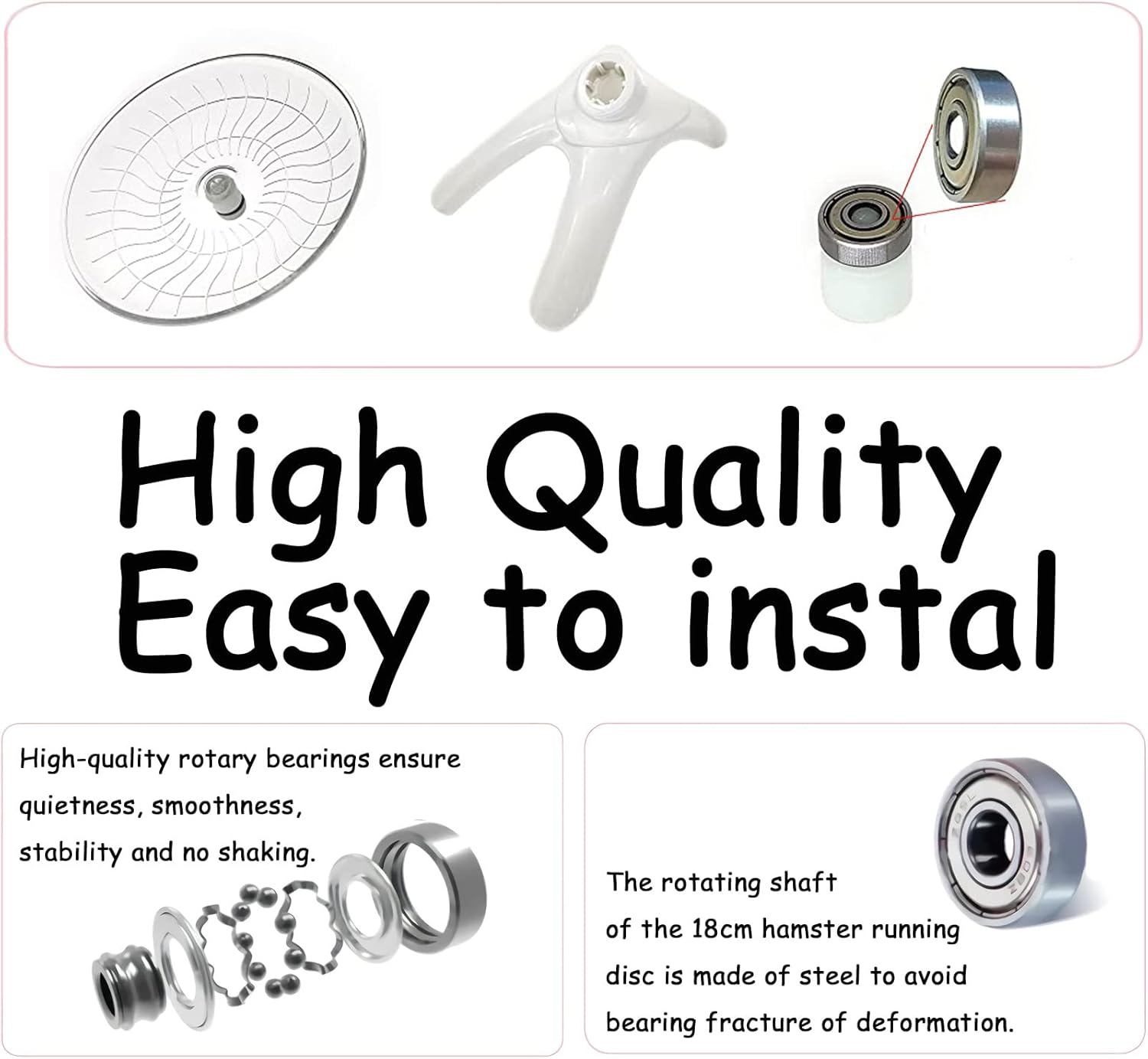 Silent Hamster, Hamster Wheel Toys, Quiet Running Wheel, Hamster Wheel Toy, Quiet Hamster Wheel, Small Animal Wheels, Hamster Wheel for Hamsters, Lgel, Chinchilla, Guinea Pigs, Small Pets (White) image number 1