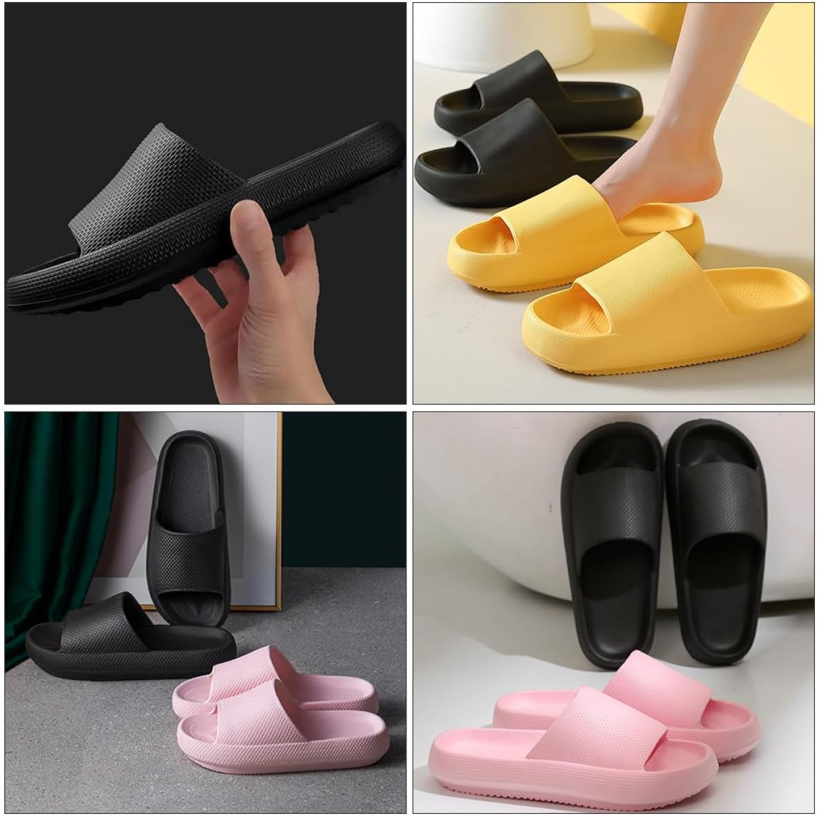 Holibanna Unisex Household Summer Slippers Non-Skid Breathable Indoor Shoes Black Thick Sole Slip-Resistant Footwear for Home Use Size 40-41 image number 1