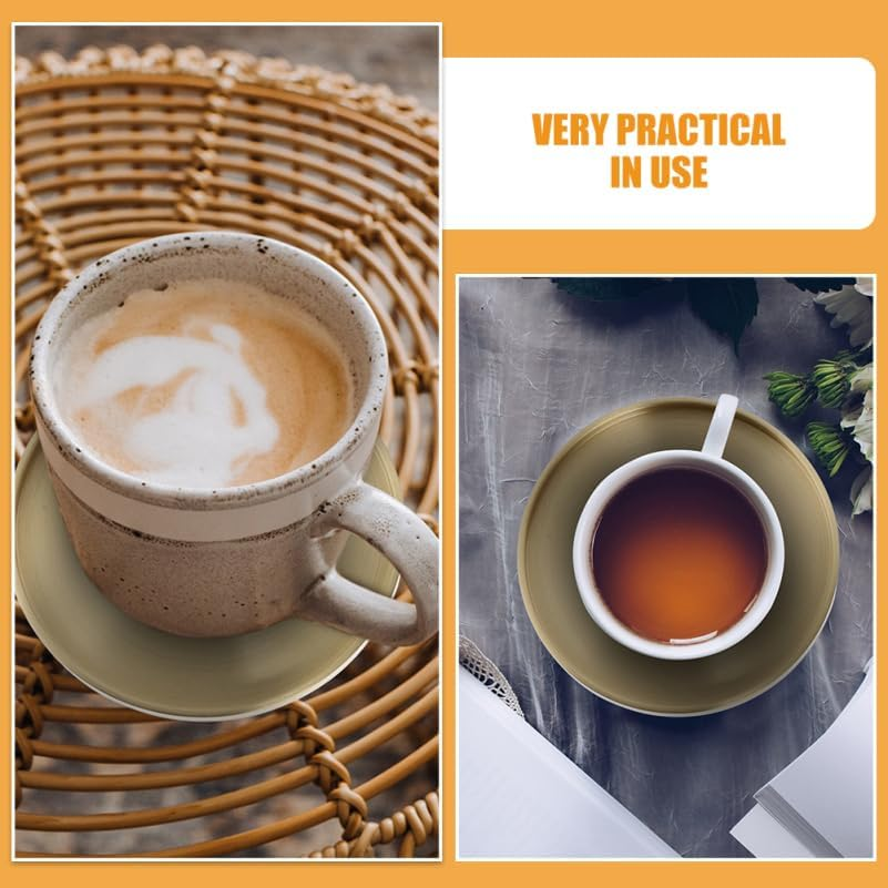 TOPPERFUN 3Pces Brass Tea Holder Pad, 6.5Cm/2.55In Coffee Beverage Insulation Pad, Reusable round Tea Saucer for Office, Home
