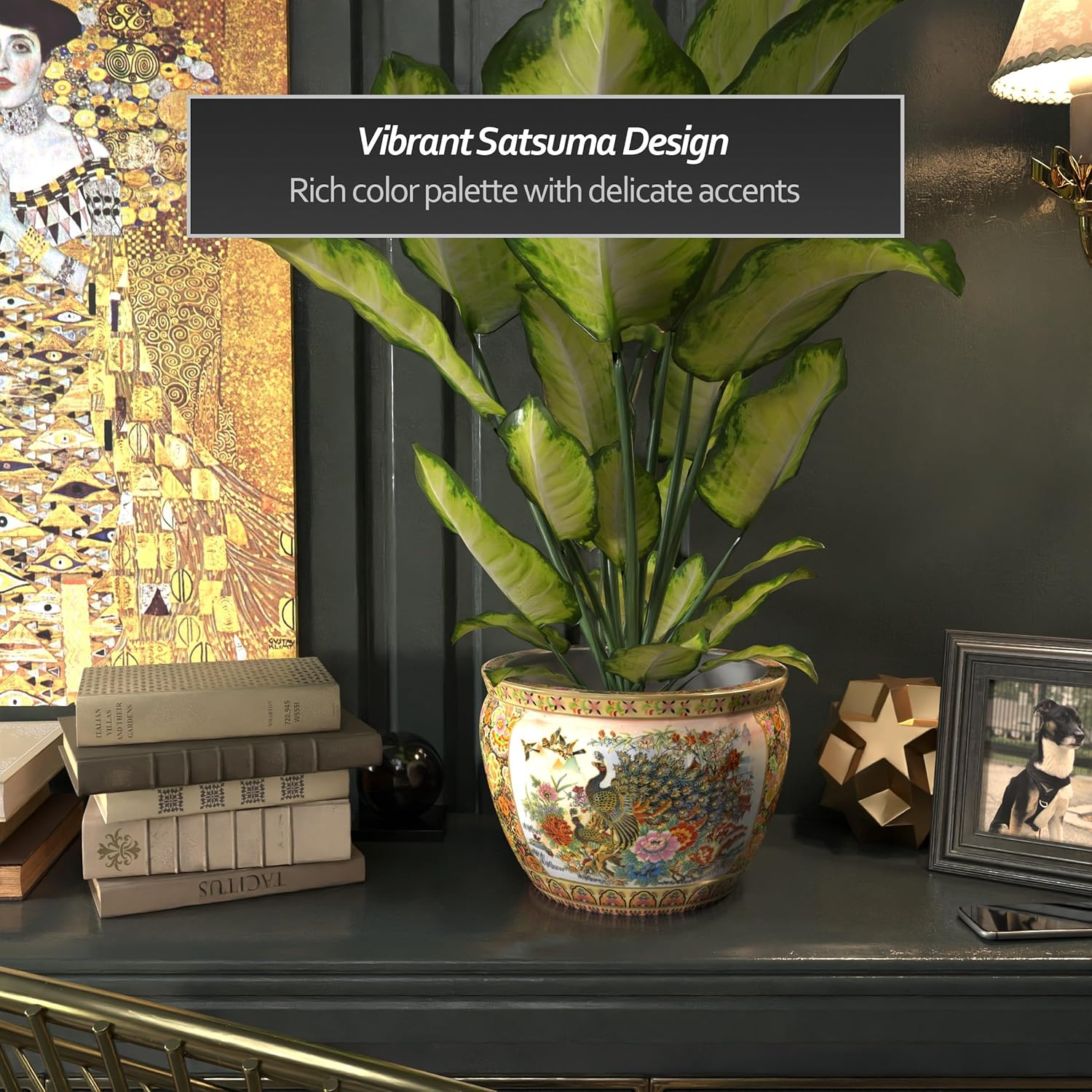 Oriental Furniture Porcelain Planter, 12", Multi