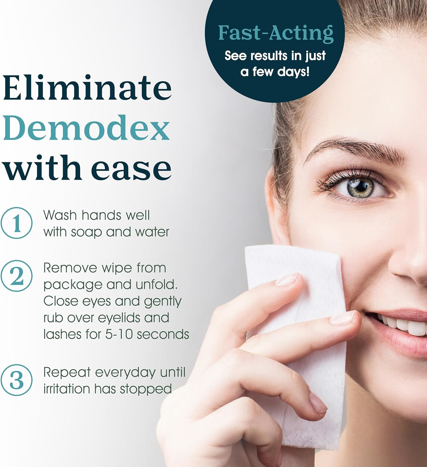 NOVEHA Demodex Eyelid & Lash Wipes | Box of 60 Individually Wrapped Extra Strength Cleansing Eyelash Wipes - Battle Itchy & Irritated Eyes Associated with Demodex Mites, Naturally Remove Debris image number 1