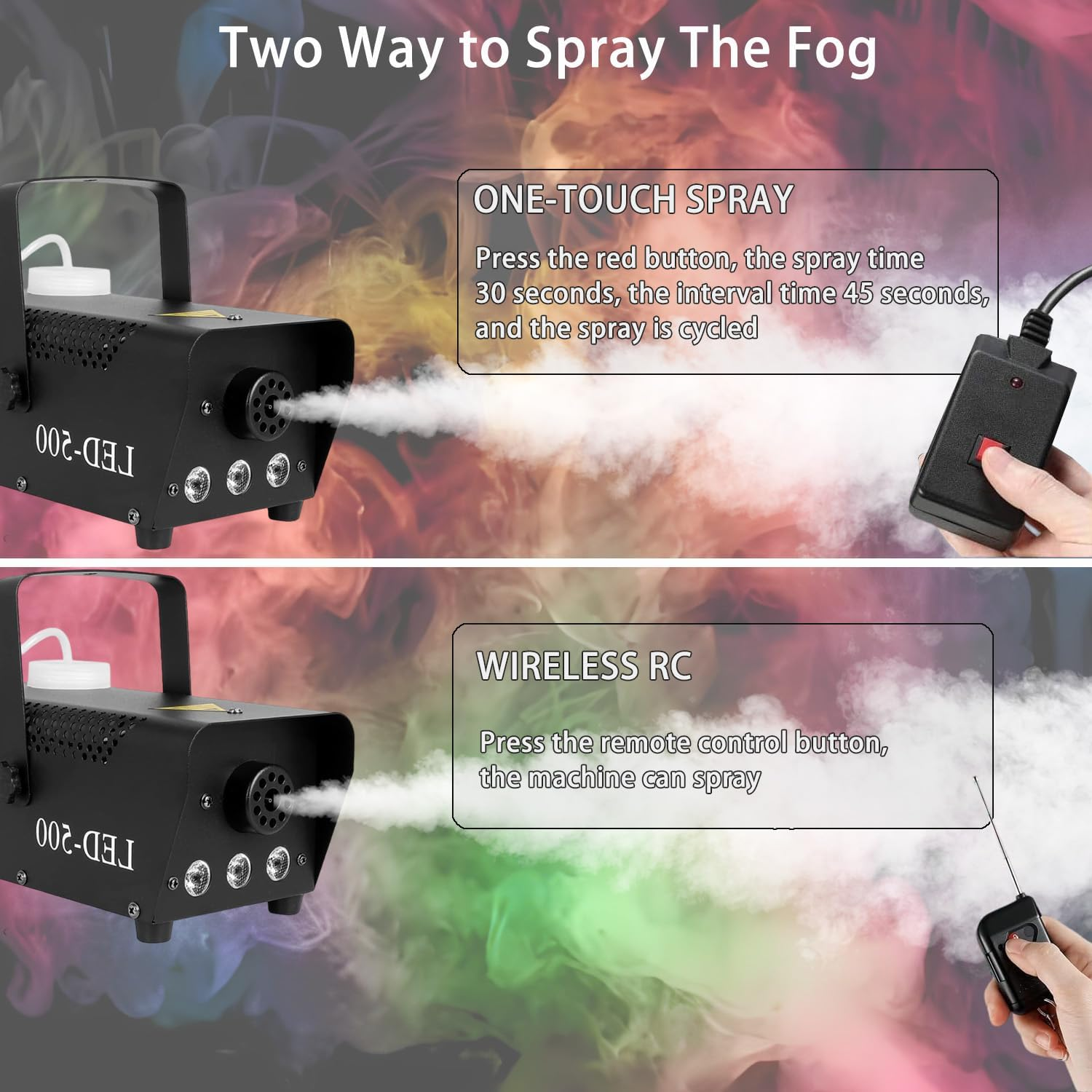 Fog Machine with Lights - 3 Stage LED Lights with 12 Colors & Strobe Effect for Party Wedding Holiday Christmas - 500W Upgraded Remote Portable Smoke Machine image number 5