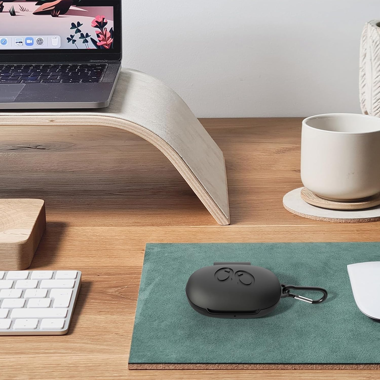 Geekria Silicone Case Cover Compatible with Samsung Galaxy Buds+ plus True Wireless Earbuds, Protective Carrying Case with Keychain Hook, Charging Port Accessible - White image number 5