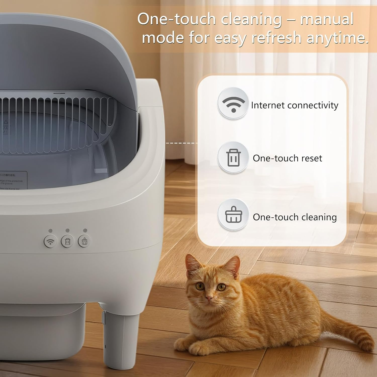 Self Cleaning Cat Litter Box, Open Top Automatic Cat Litter Box for Multiple Cats with App Control and Safety Protection, Odor-Free Waste Disposal Includes Trash Bags image number 1