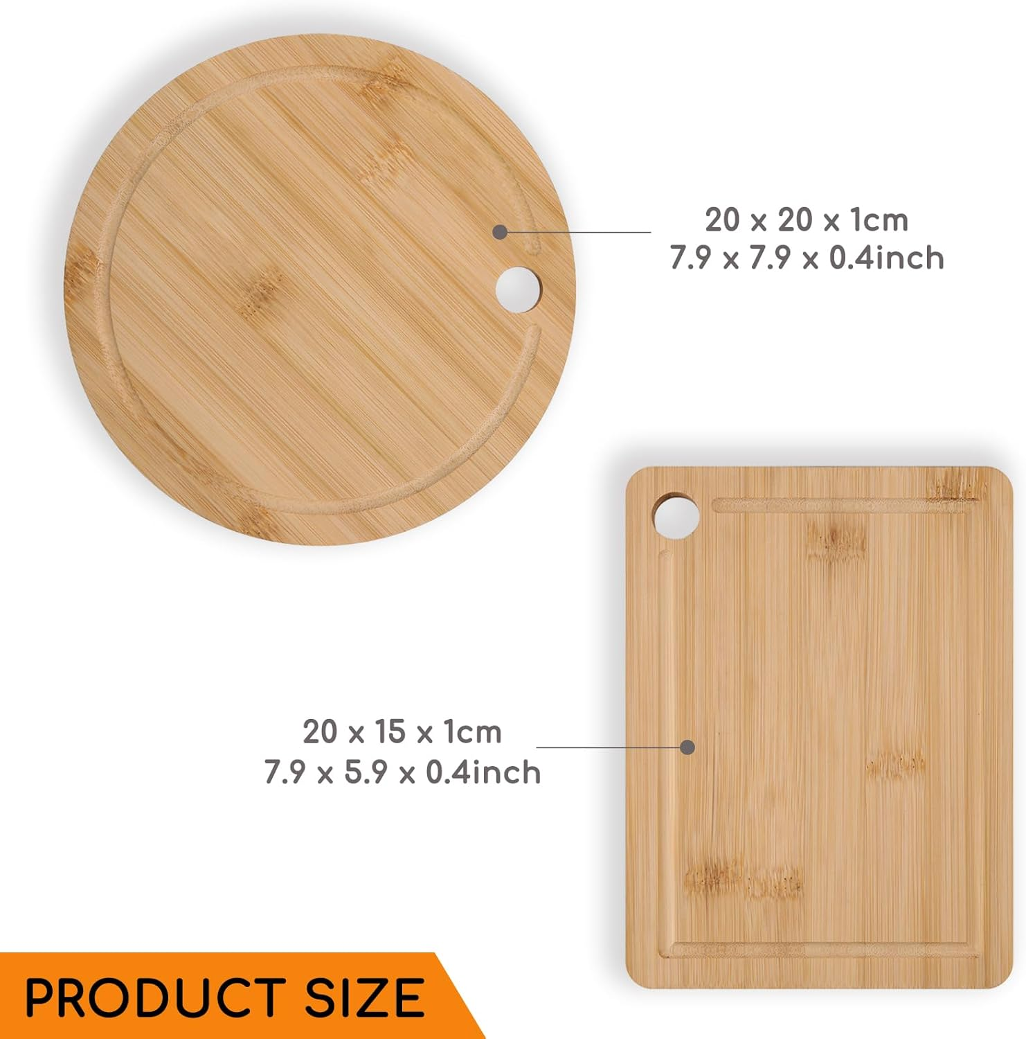 Donxote Small Cutting Board Set of 2 - Butcher Block with Juice Groove for Fruits and Vegetables, Mini Bamboo Wood Chopping Board for Kitchen Gadgets image number 6