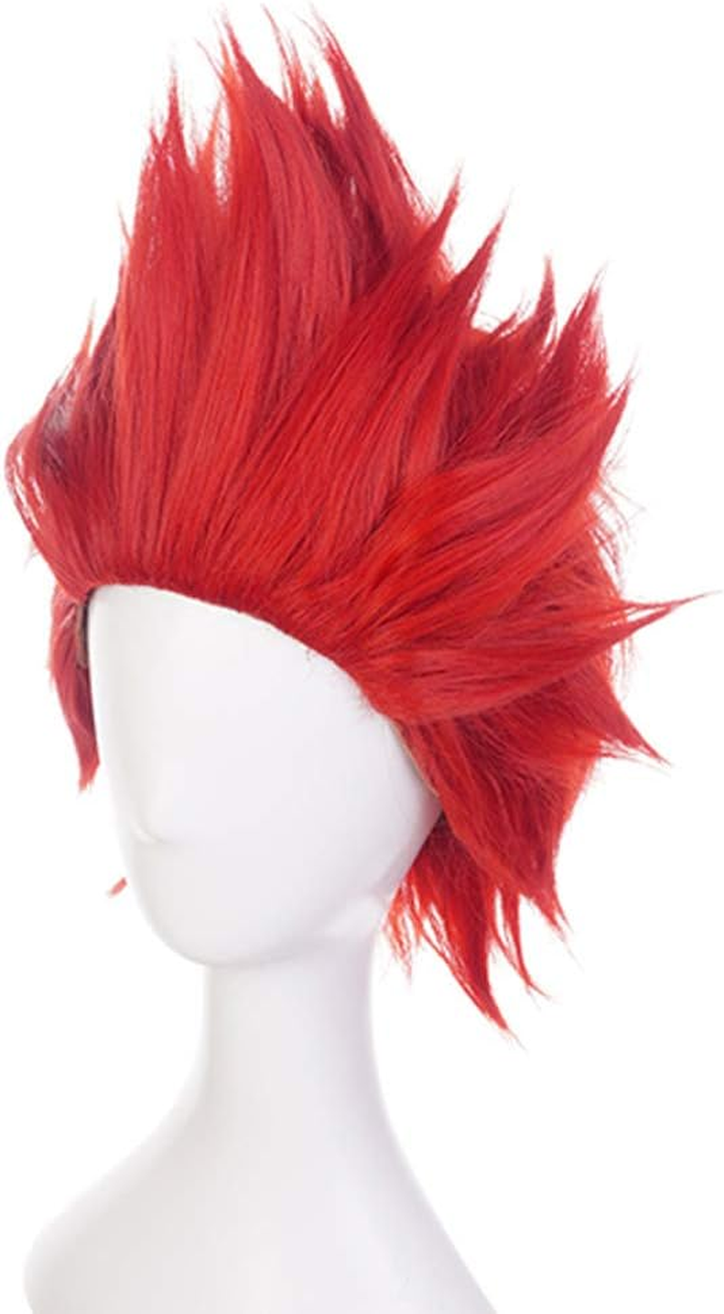Anogol Wig Cap - Short Red Anime Cosplay Wig - Angry Synthetic Red Hair Wig - Angry Outfit - Spiky Wig - Crazy Wig for Men - Halloween & Christmas Party Costume image number 4