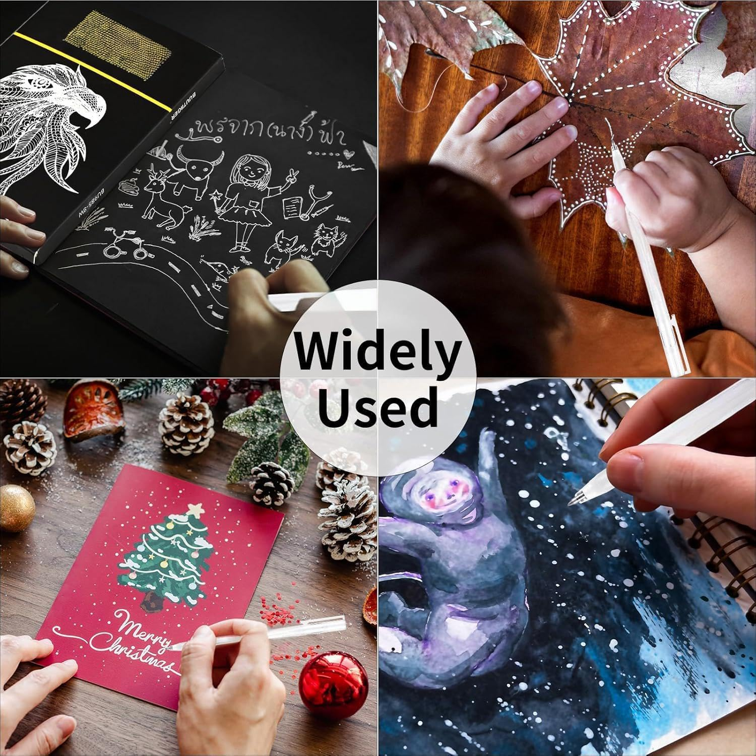 6PCS White Paint Pen for Art with 0.8Mm Fine Point Tip,Ideal for Art Painting and Highlighting image number 2