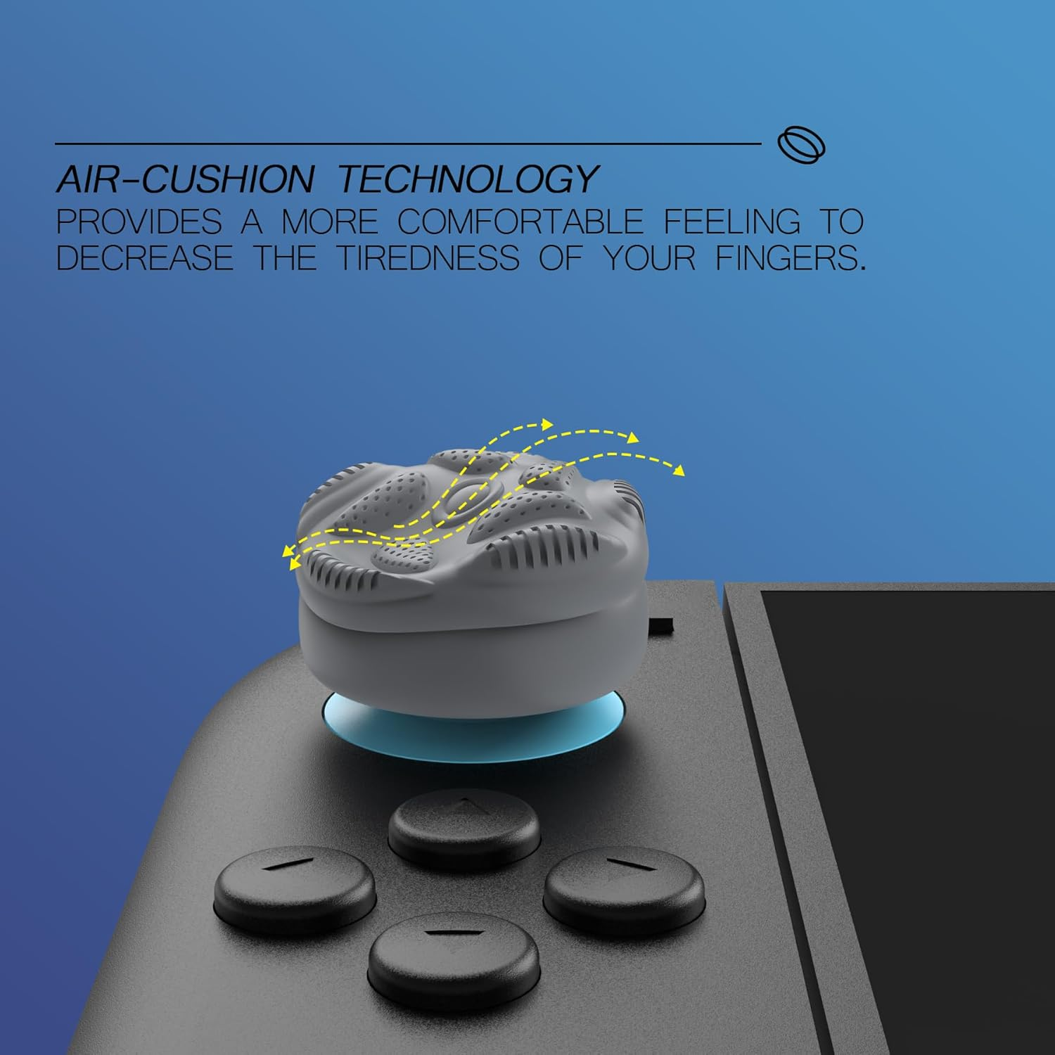 Playvital for Switch 2 Thumbs Cushion Caps Thumb Grips (4-Pack) | Silicone Joystick Grip Cover for Nintendo Switch 2 Joycon, Anti-Slip Raindrop Texture Design - New Hope Gray - Black image number 4