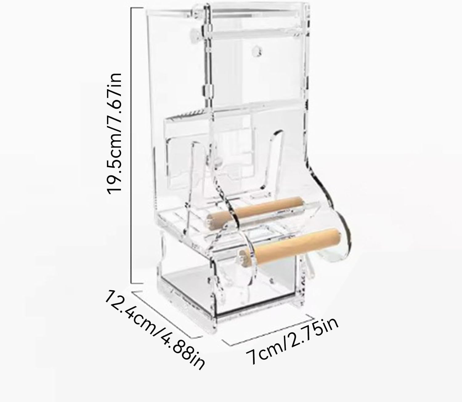 Shurzzesj Automatic Parrot Feeder, Clear Automatic Acrylic Bird Food Container with Perch, Cage Food Dispenser for Cockatiel, Squirrel, Finch, Lovebirds, Budgies, Canary, Parakeets