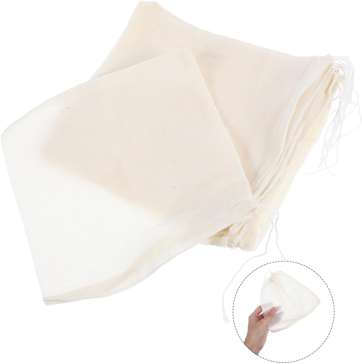 10Pcs Reusable Tea Brew Bags Soup Gravy Filter Bags Large Muslin Drawstring Tea for Loose Leaf image number 6