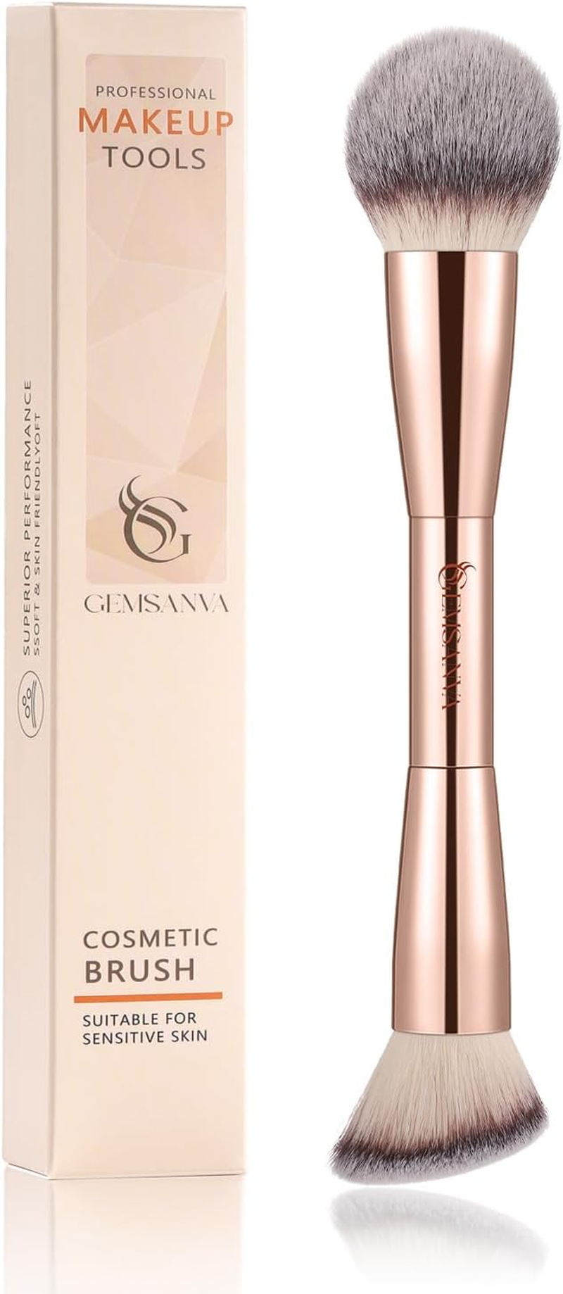 GEMSANVA Foundation Brush & Concealer Brush - Multi-Use Dual Ended Makeup Contour Brush for Cream, Liquid, Powder