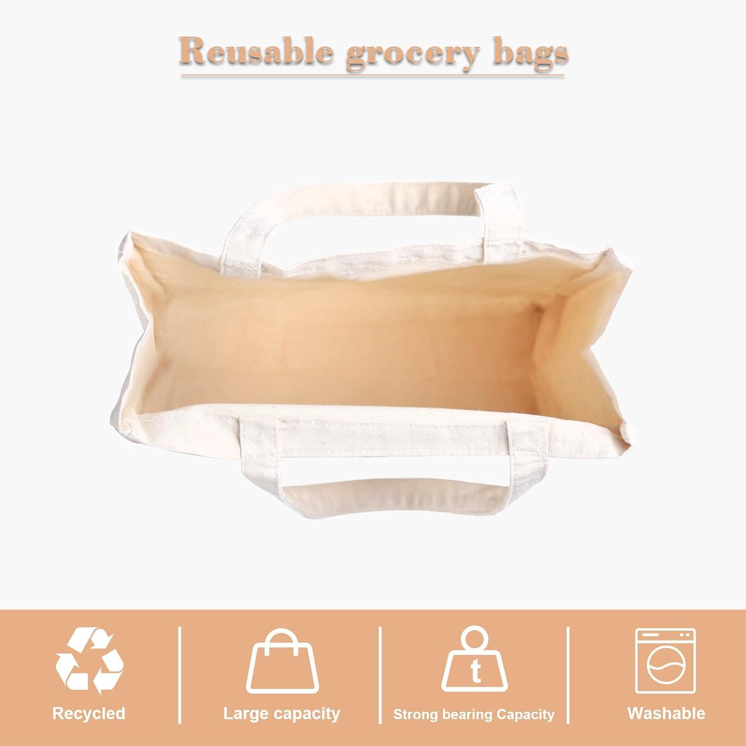 6 Pack Canvas Tote Bags, 16.5"X12.6" Tote Bags Multi-Purpose Reusable Blank Canvas Bags Use for Grocery Bags,Shopping Bags,Diy Gift Bags