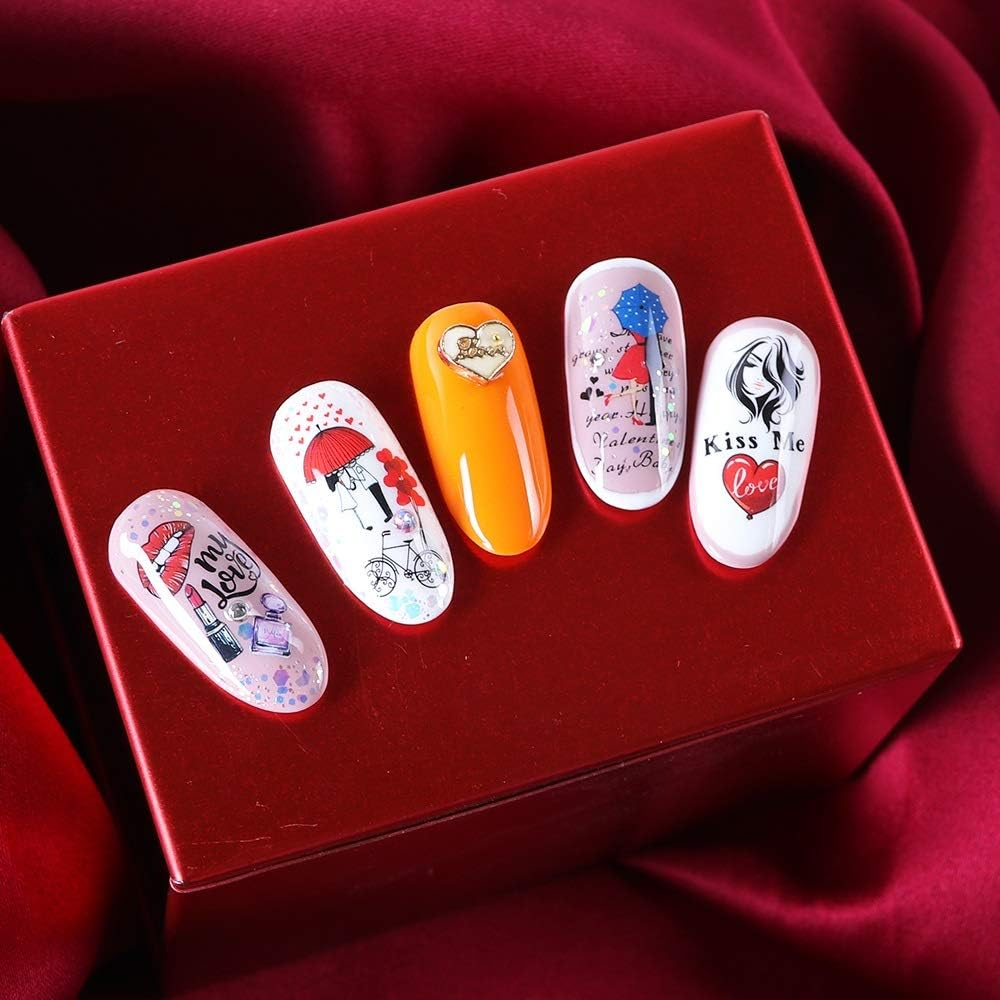 12 Designs Nail Stickers Valentine'S Day Manicure Decoration Nail Art Decals 16.5X25.5Cm Zhengpingpai image number 5